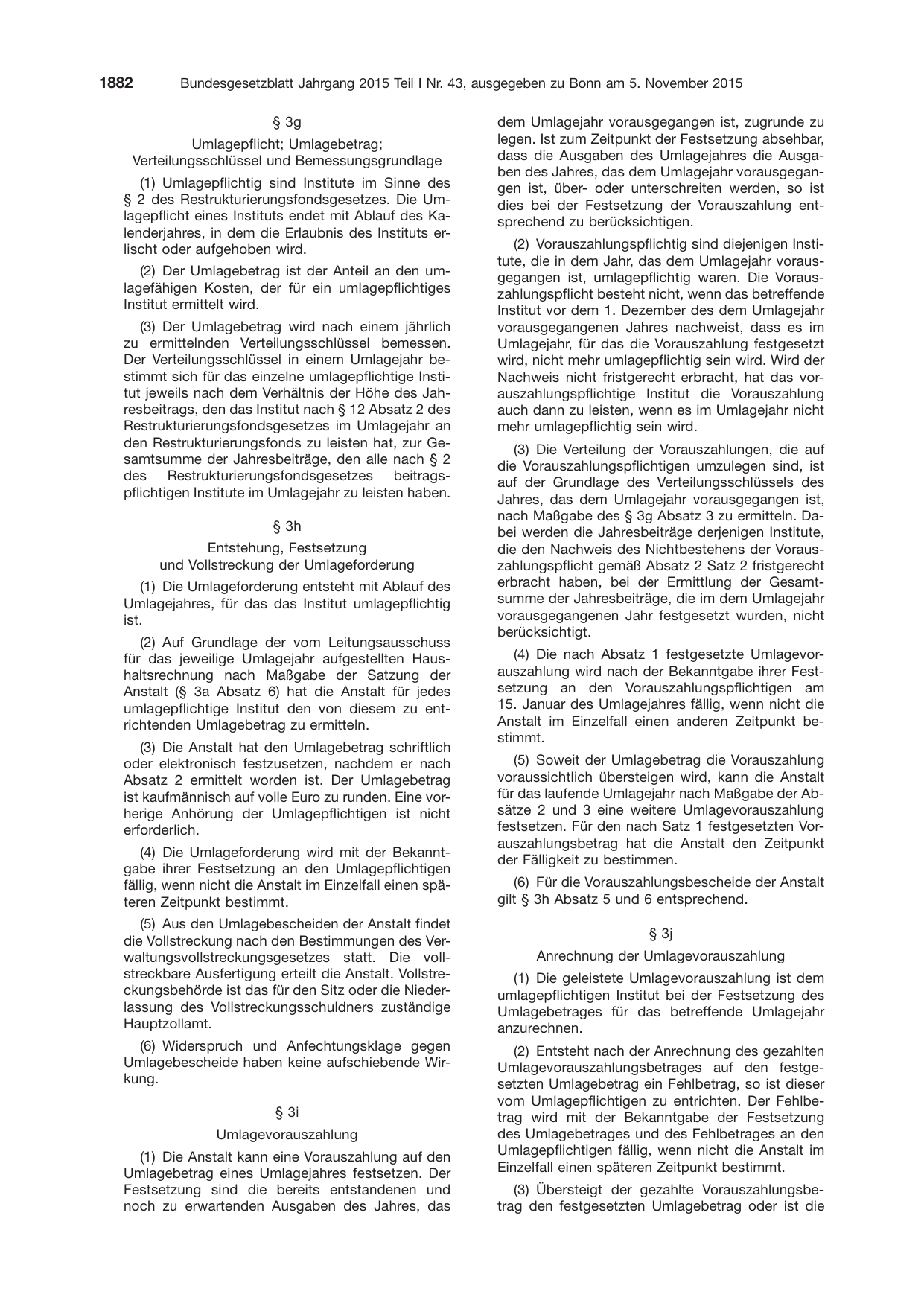 BGBl. 2015, Seite 1882 — Originalseite als Abbildung