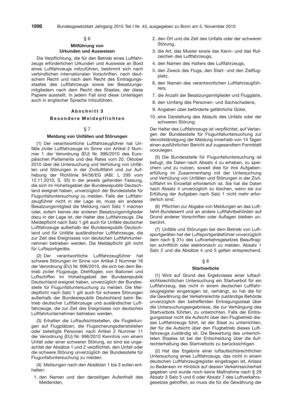BGBl. 2015, Seite 1896 — Originalseite als Abbildung