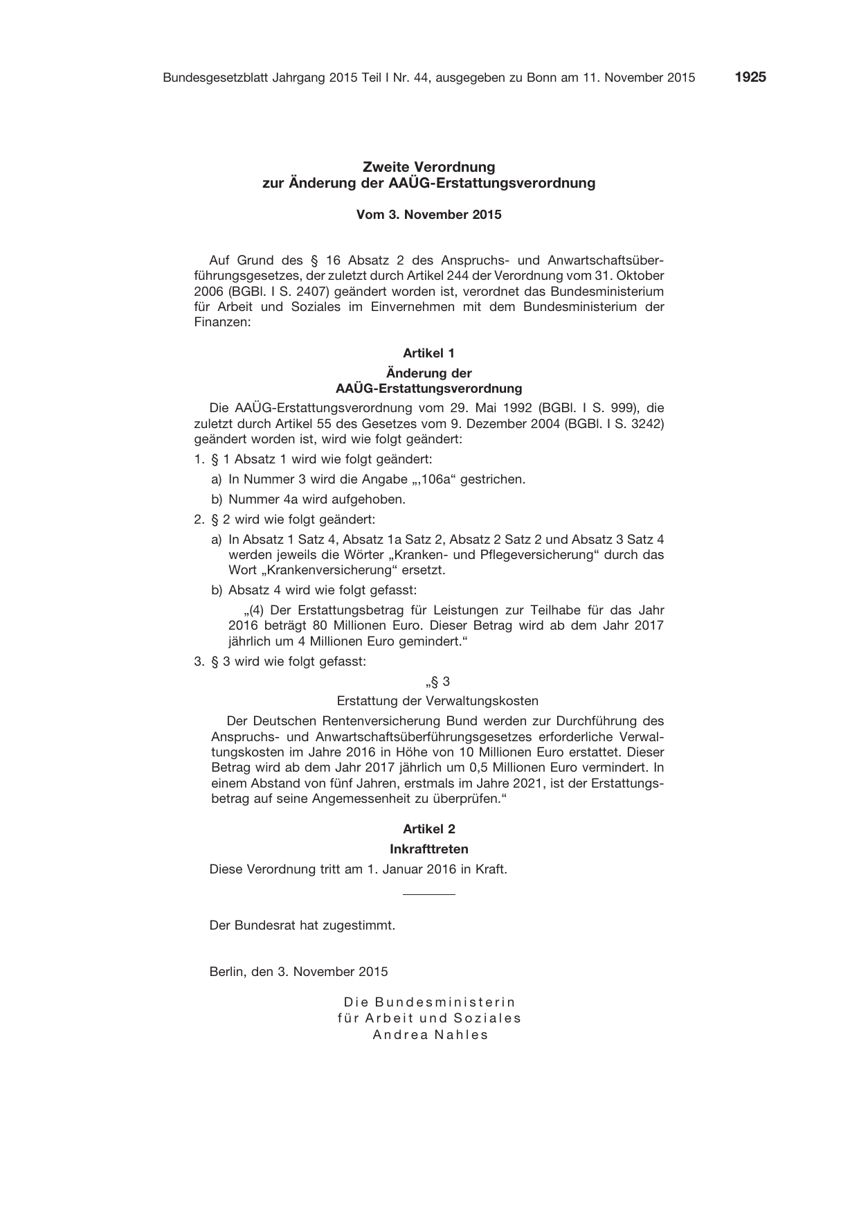 BGBl. 2015, Seite 1925 — Originalseite als Abbildung