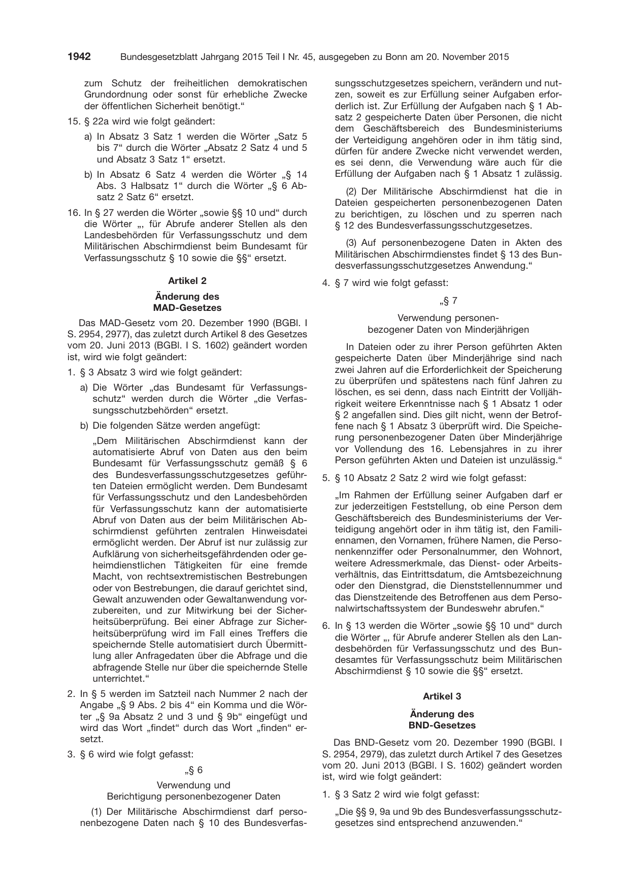 BGBl. 2015, Seite 1942 — Originalseite als Abbildung