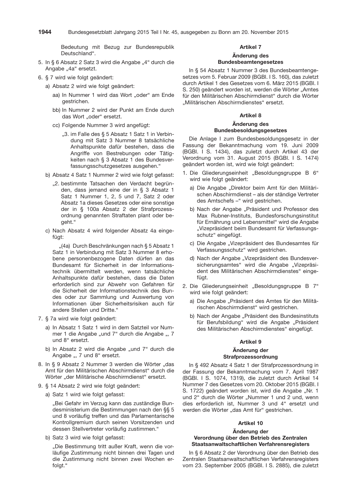BGBl. 2015, Seite 1944 — Originalseite als Abbildung