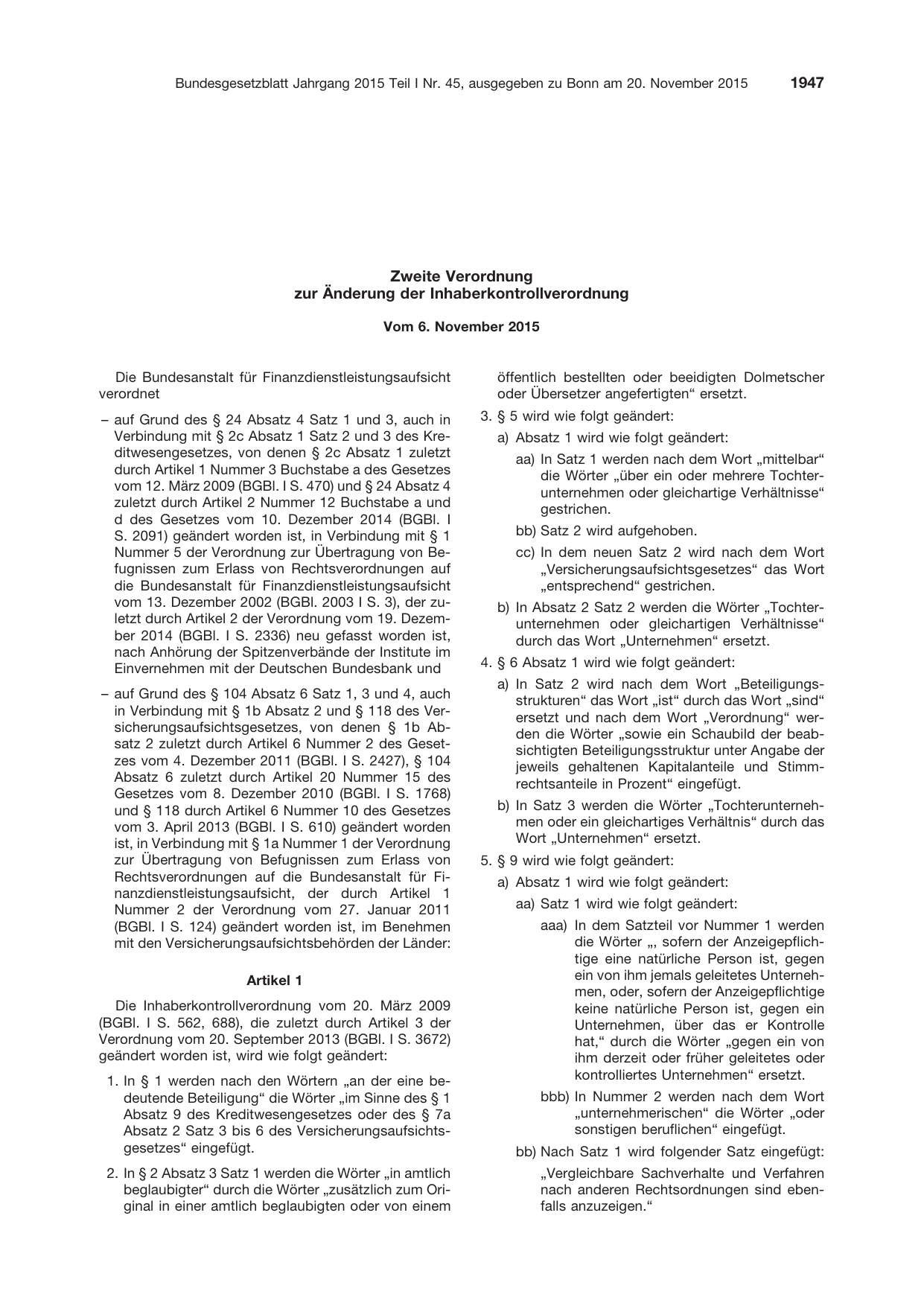 BGBl. 2015, Seite 1947 — Originalseite als Abbildung