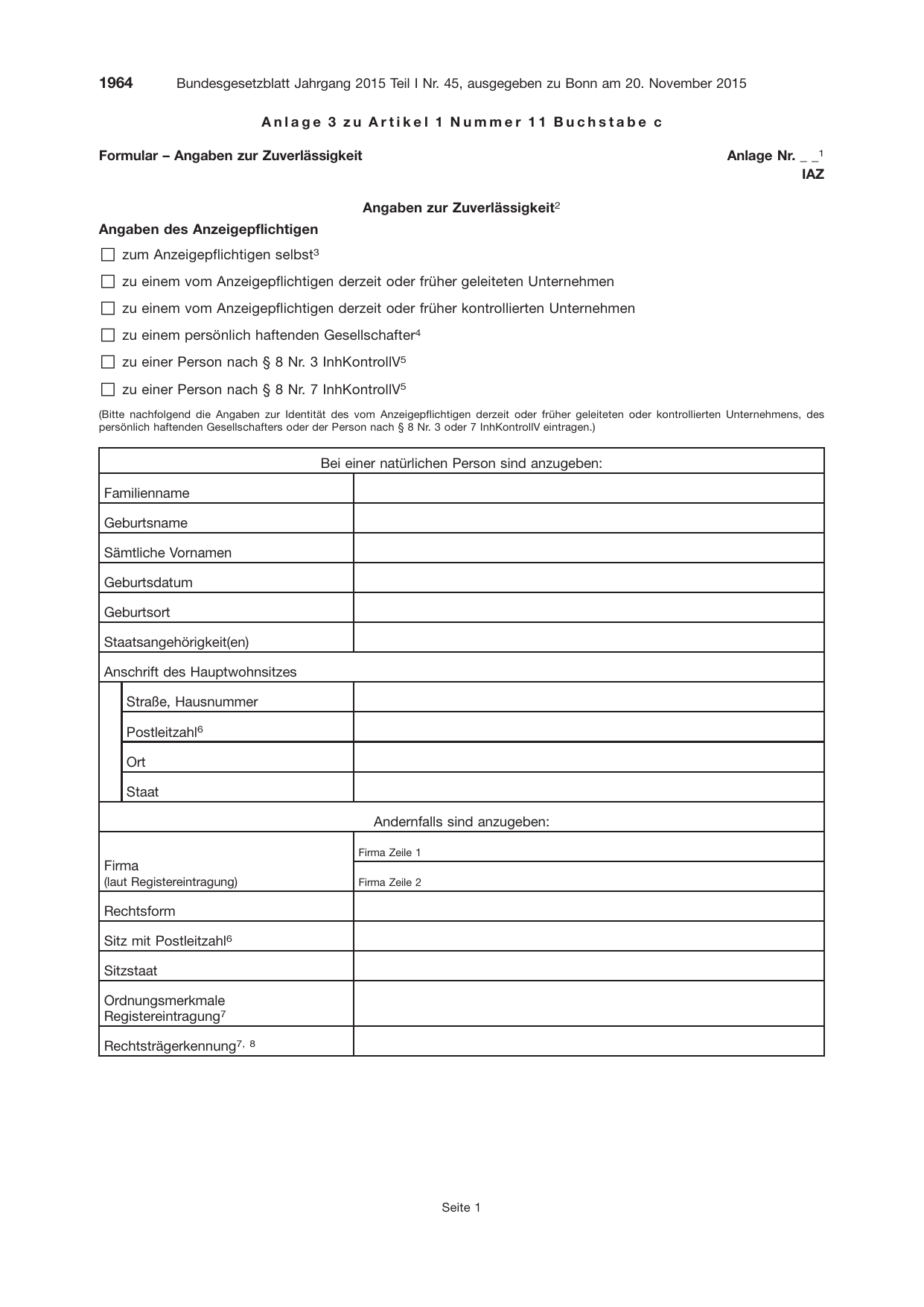 BGBl. 2015, Seite 1964 — Originalseite als Abbildung