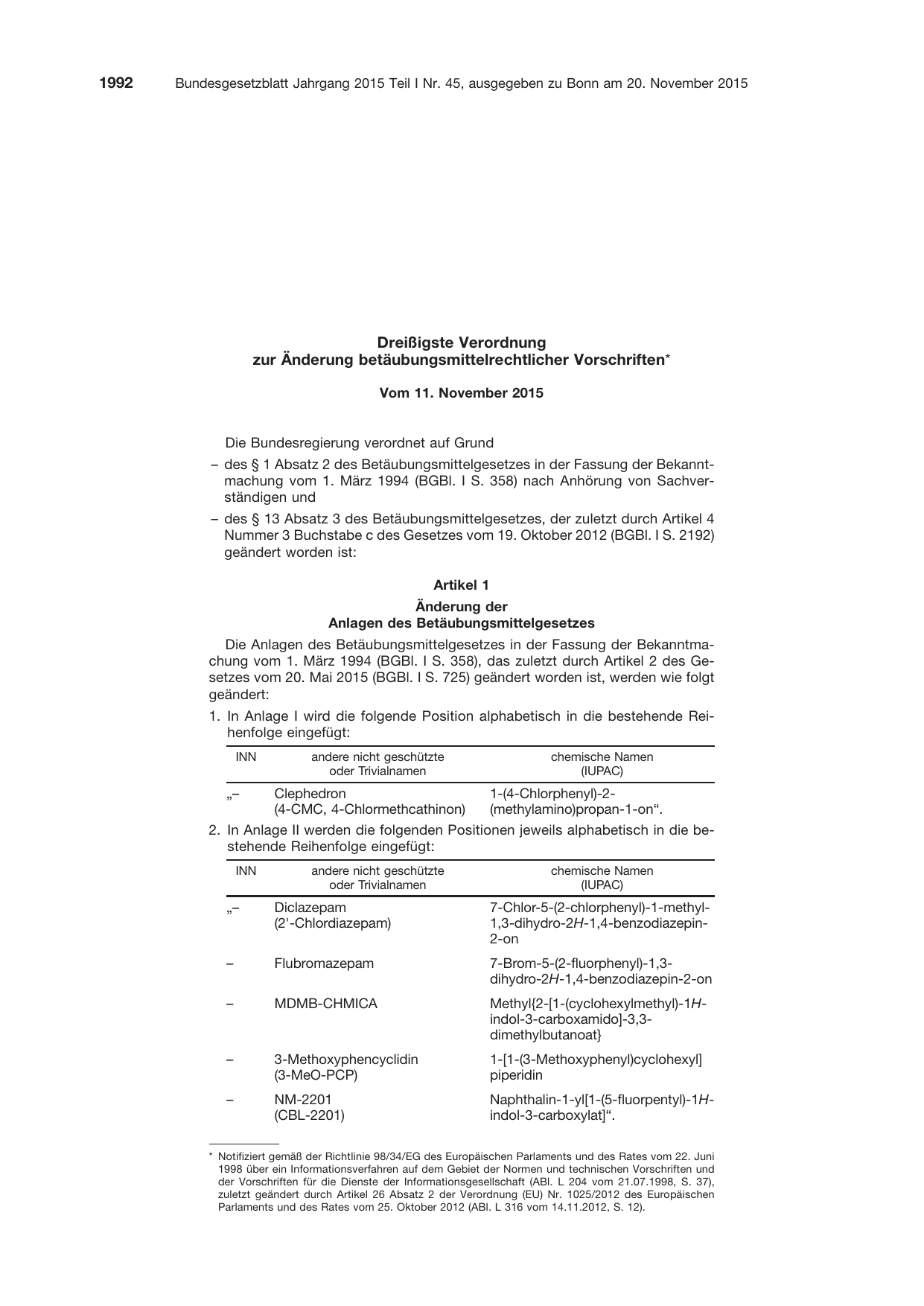 BGBl. 2015, Seite 1992 — Originalseite als Abbildung