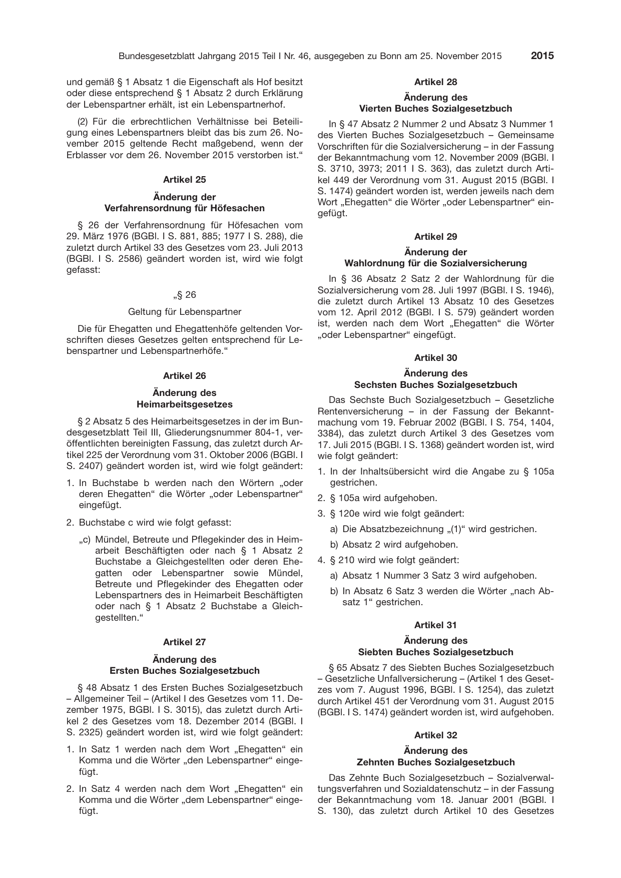 BGBl. 2015, Seite 2015 — Originalseite als Abbildung