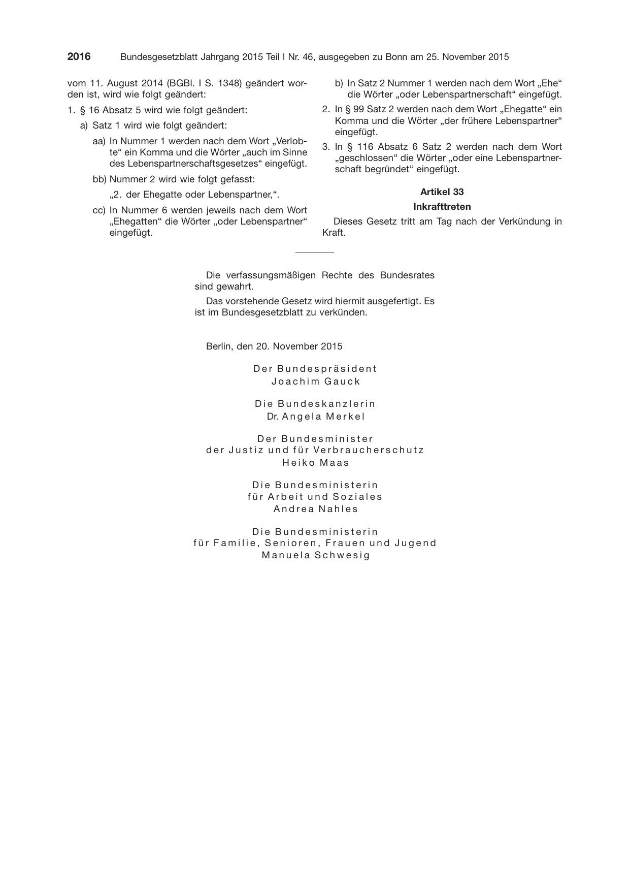 BGBl. 2015, Seite 2016 — Originalseite als Abbildung