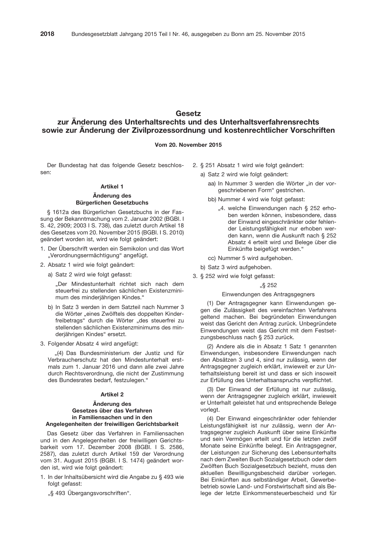BGBl. 2015, Seite 2018 — Originalseite als Abbildung