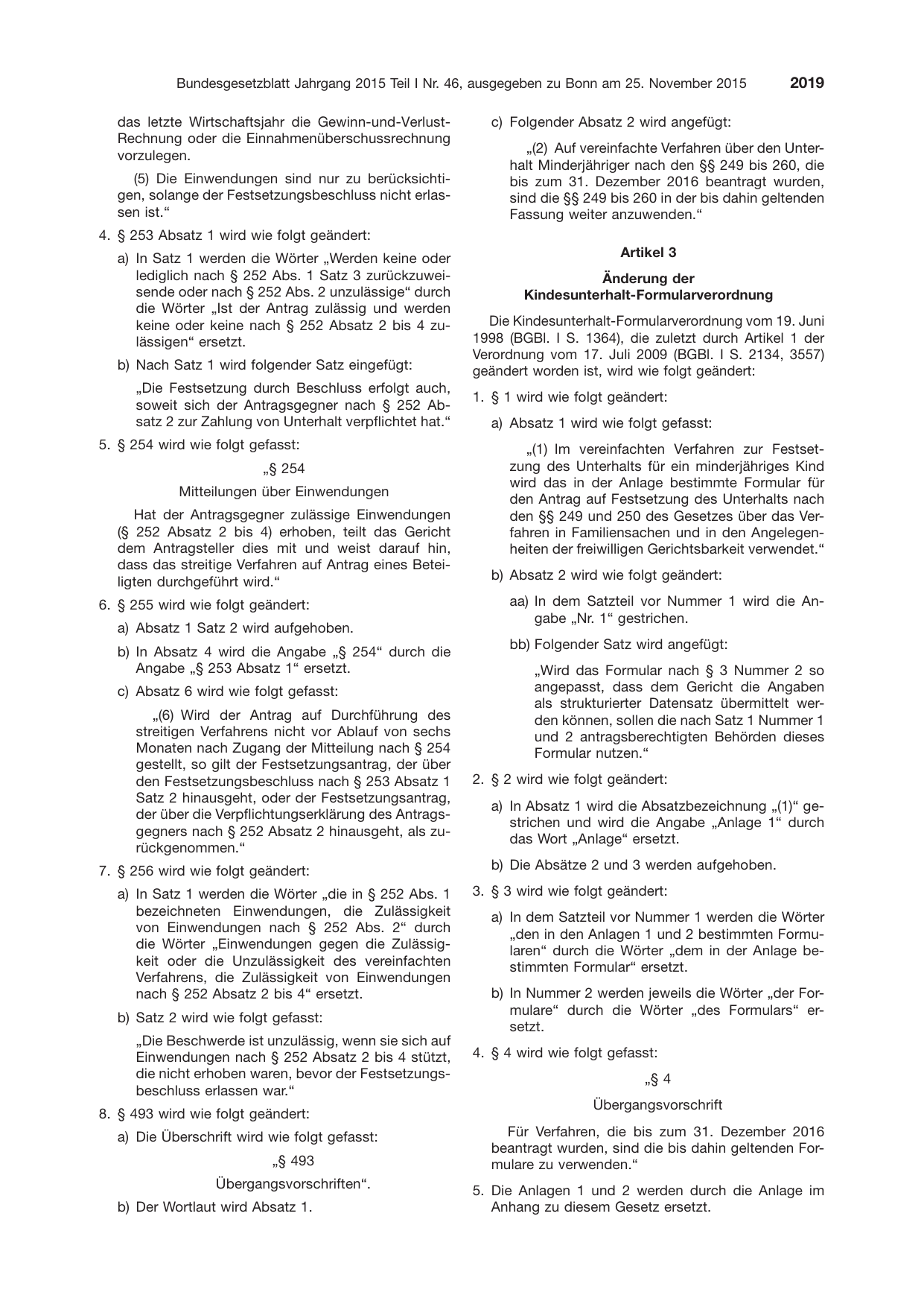 BGBl. 2015, Seite 2019 — Originalseite als Abbildung