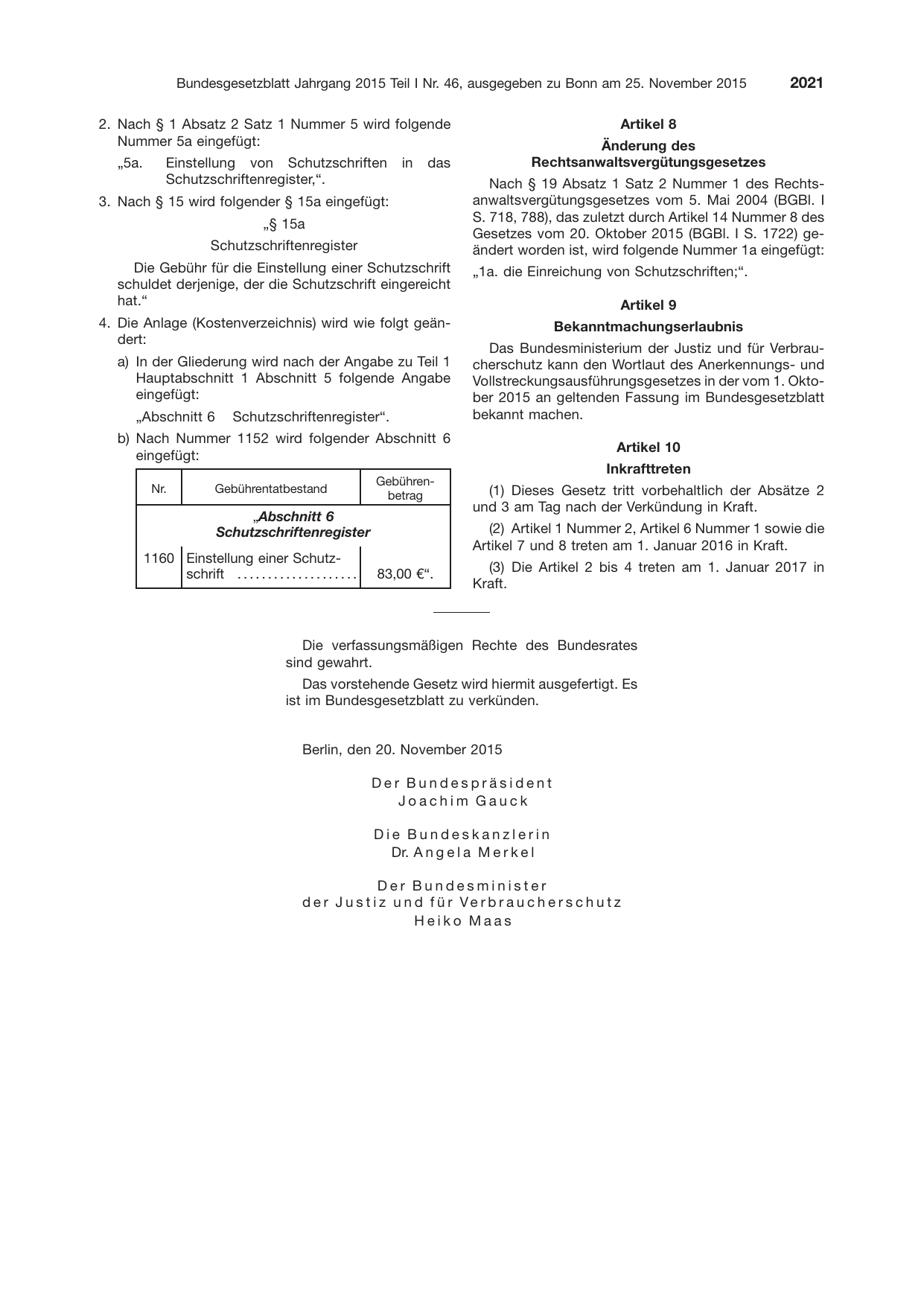BGBl. 2015, Seite 2021 — Originalseite als Abbildung