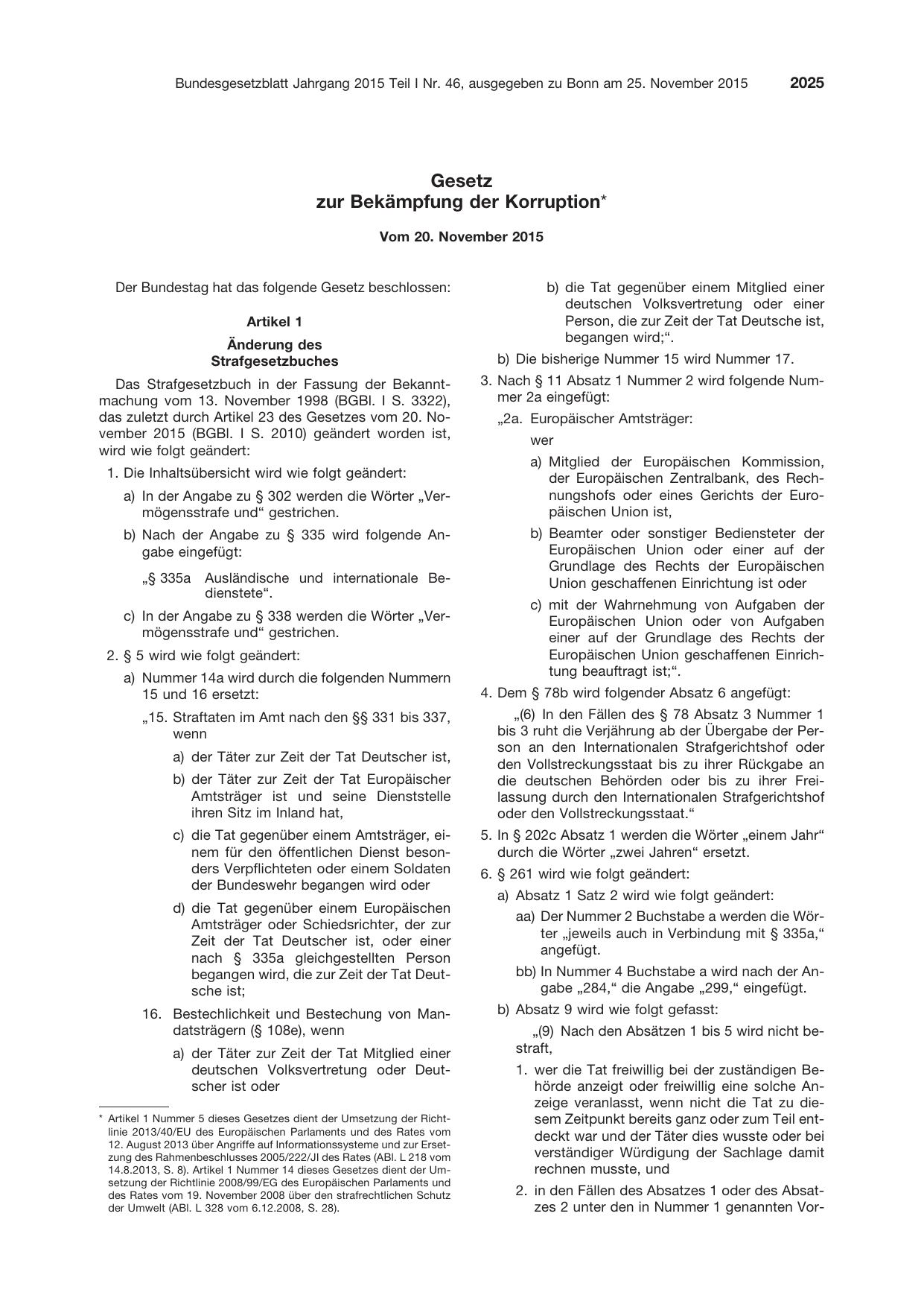 BGBl. 2015, Seite 2025 — Originalseite als Abbildung