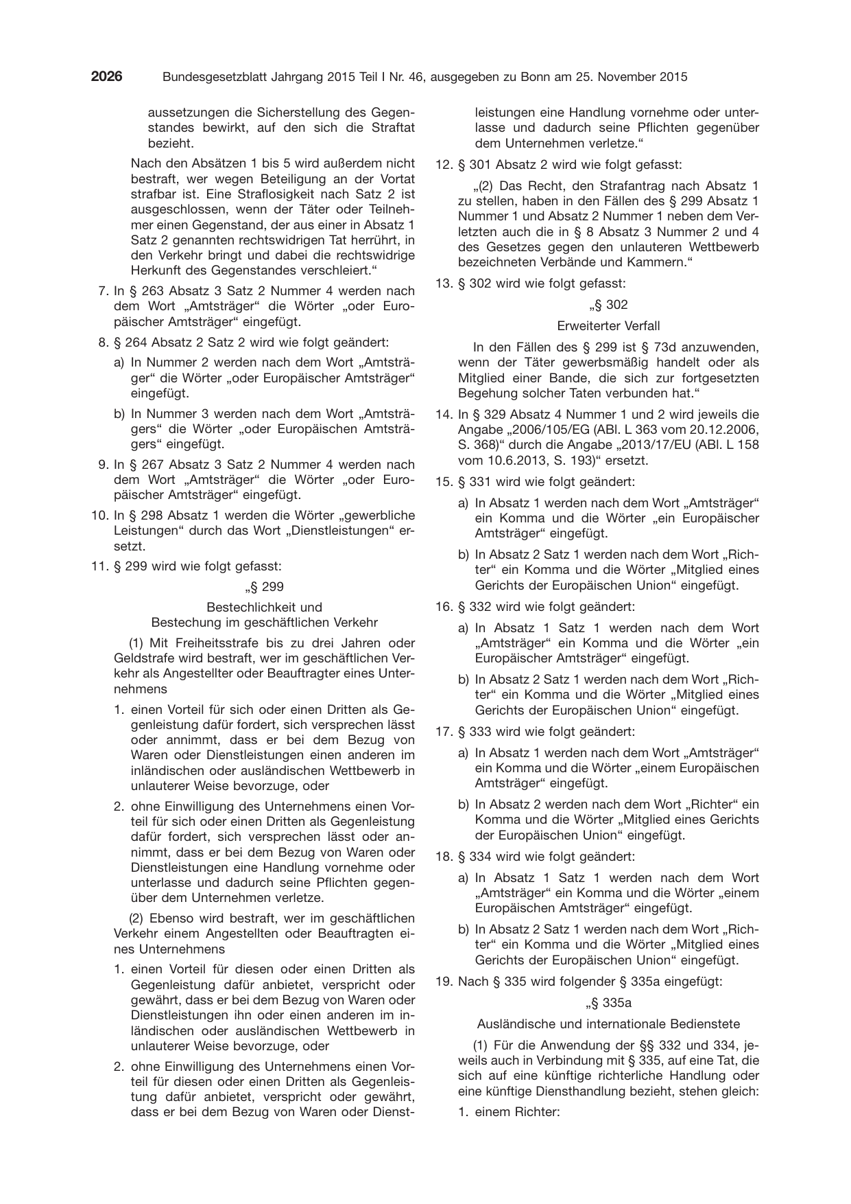 BGBl. 2015, Seite 2026 — Originalseite als Abbildung