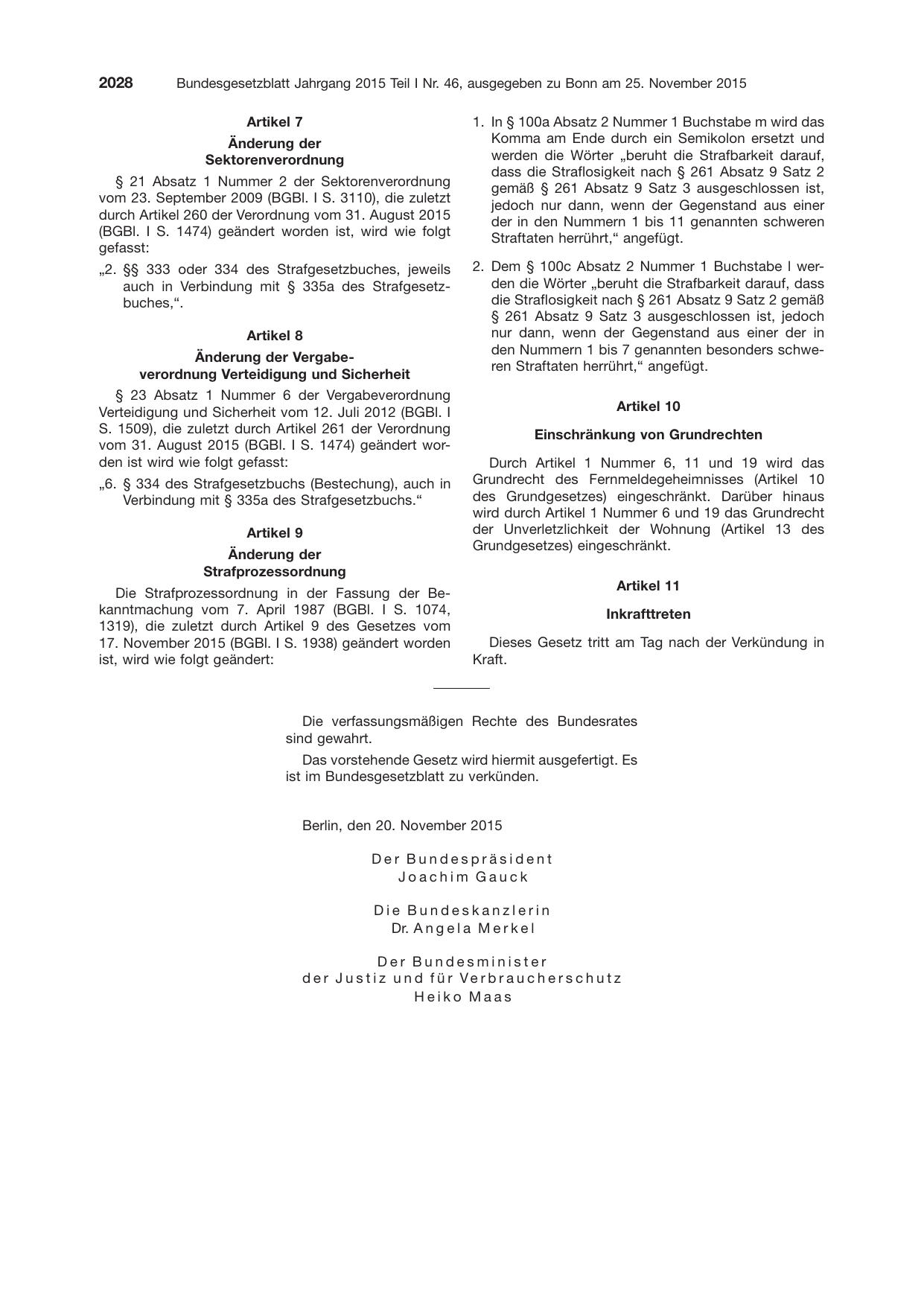 BGBl. 2015, Seite 2028 — Originalseite als Abbildung