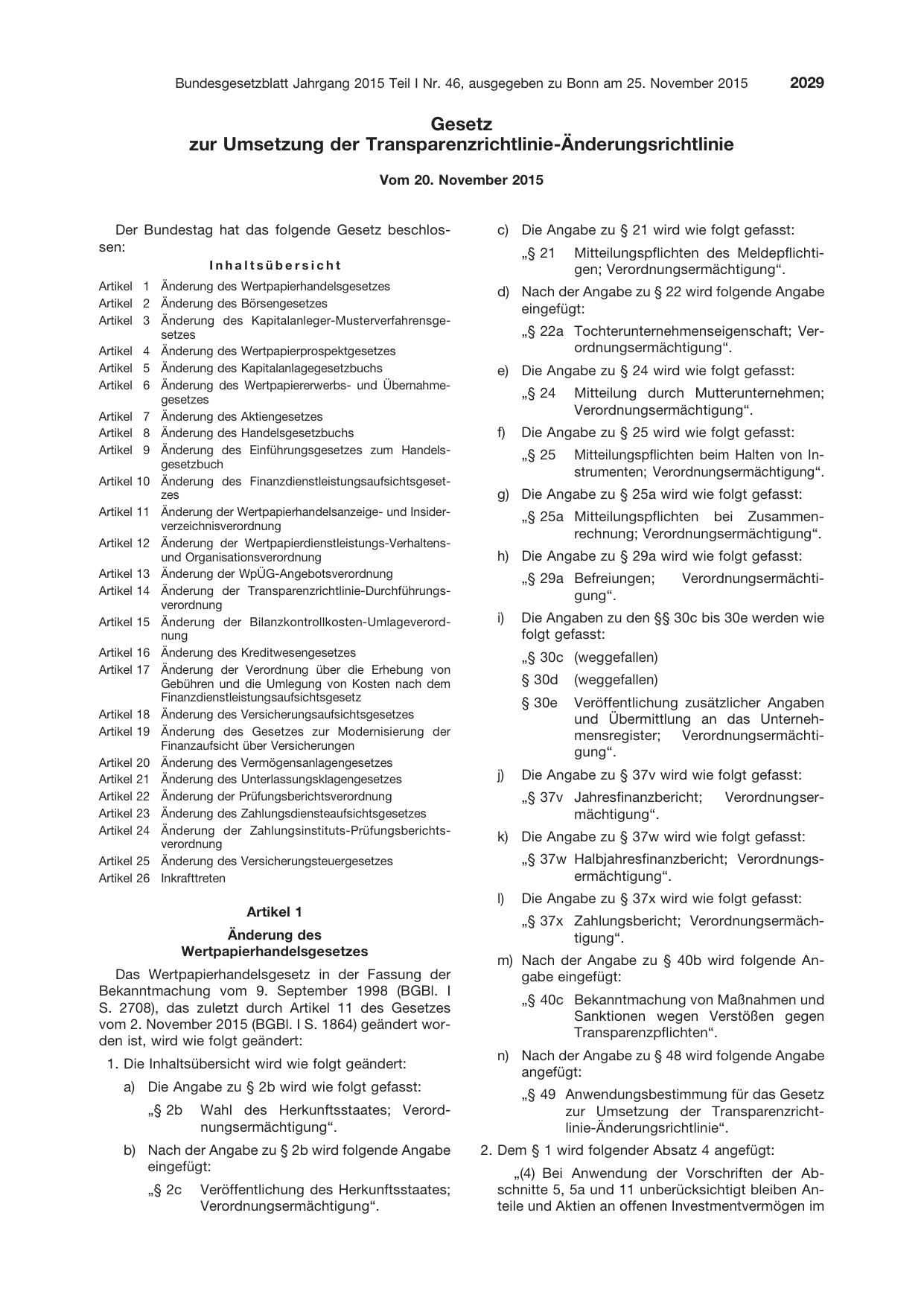 BGBl. 2015, Seite 2029 — Originalseite als Abbildung