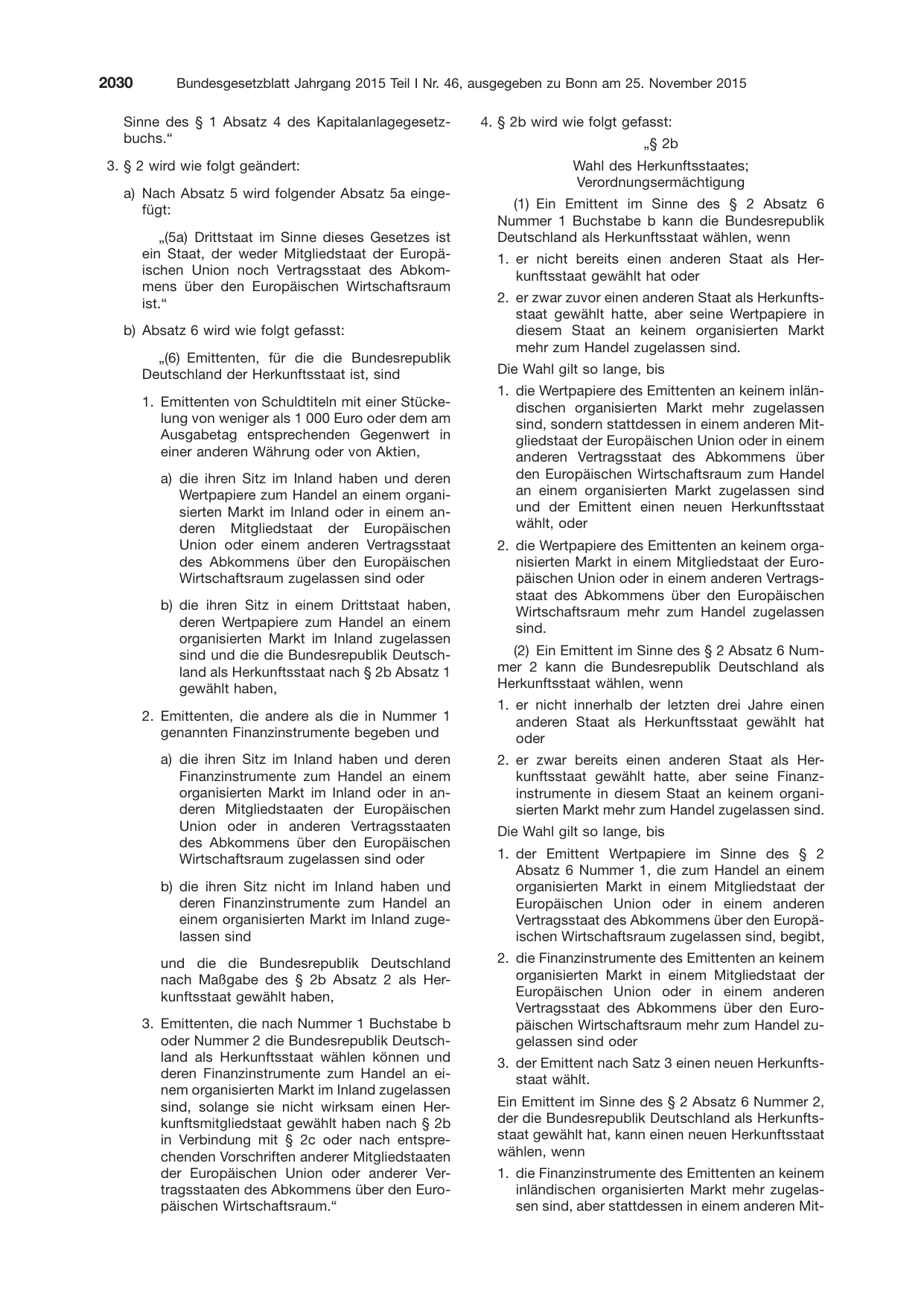 BGBl. 2015, Seite 2030 — Originalseite als Abbildung