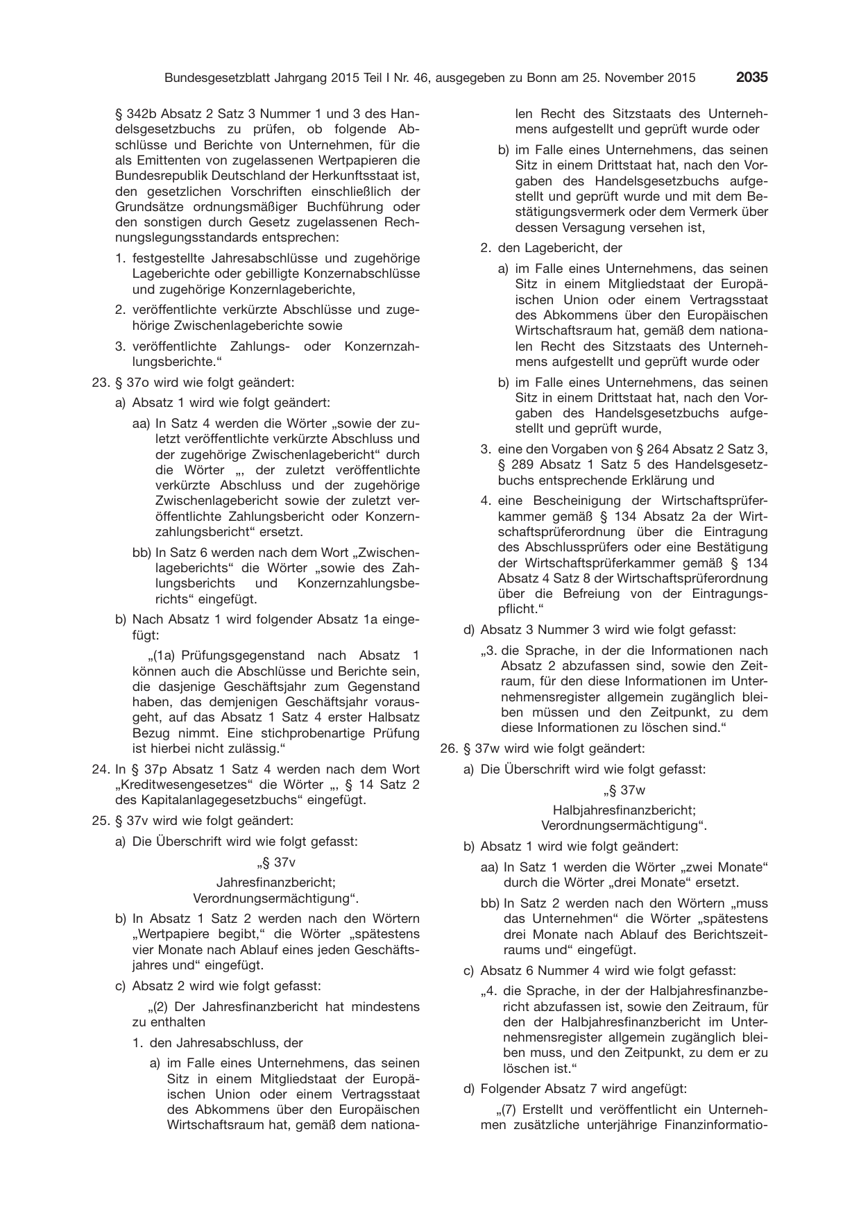 BGBl. 2015, Seite 2035 — Originalseite als Abbildung