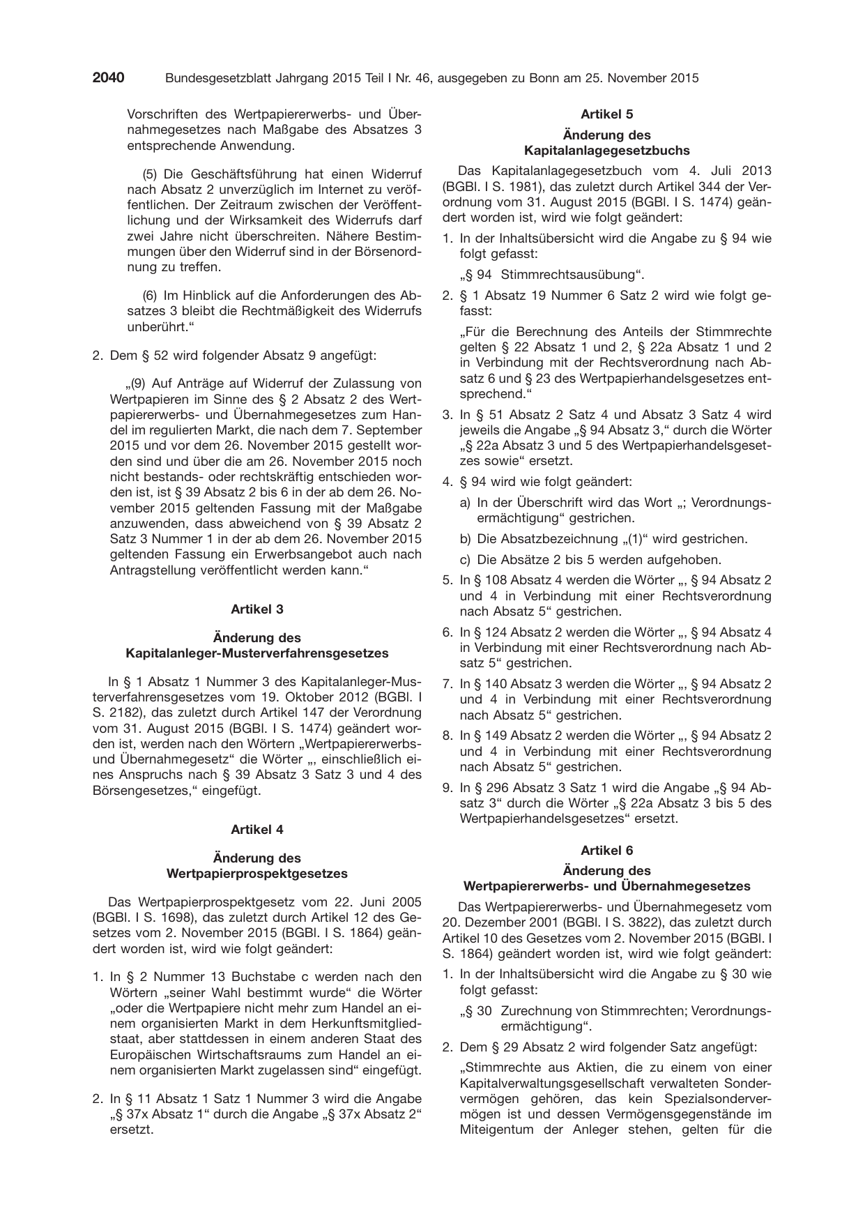 BGBl. 2015, Seite 2040 — Originalseite als Abbildung