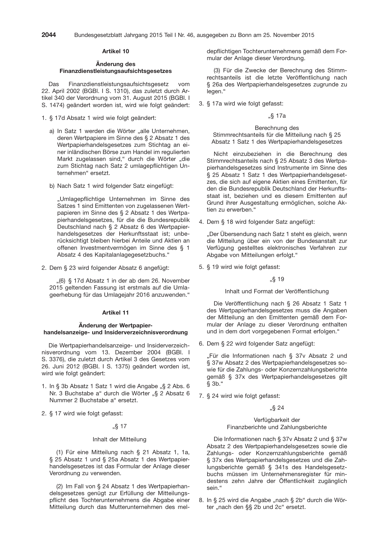 BGBl. 2015, Seite 2044 — Originalseite als Abbildung