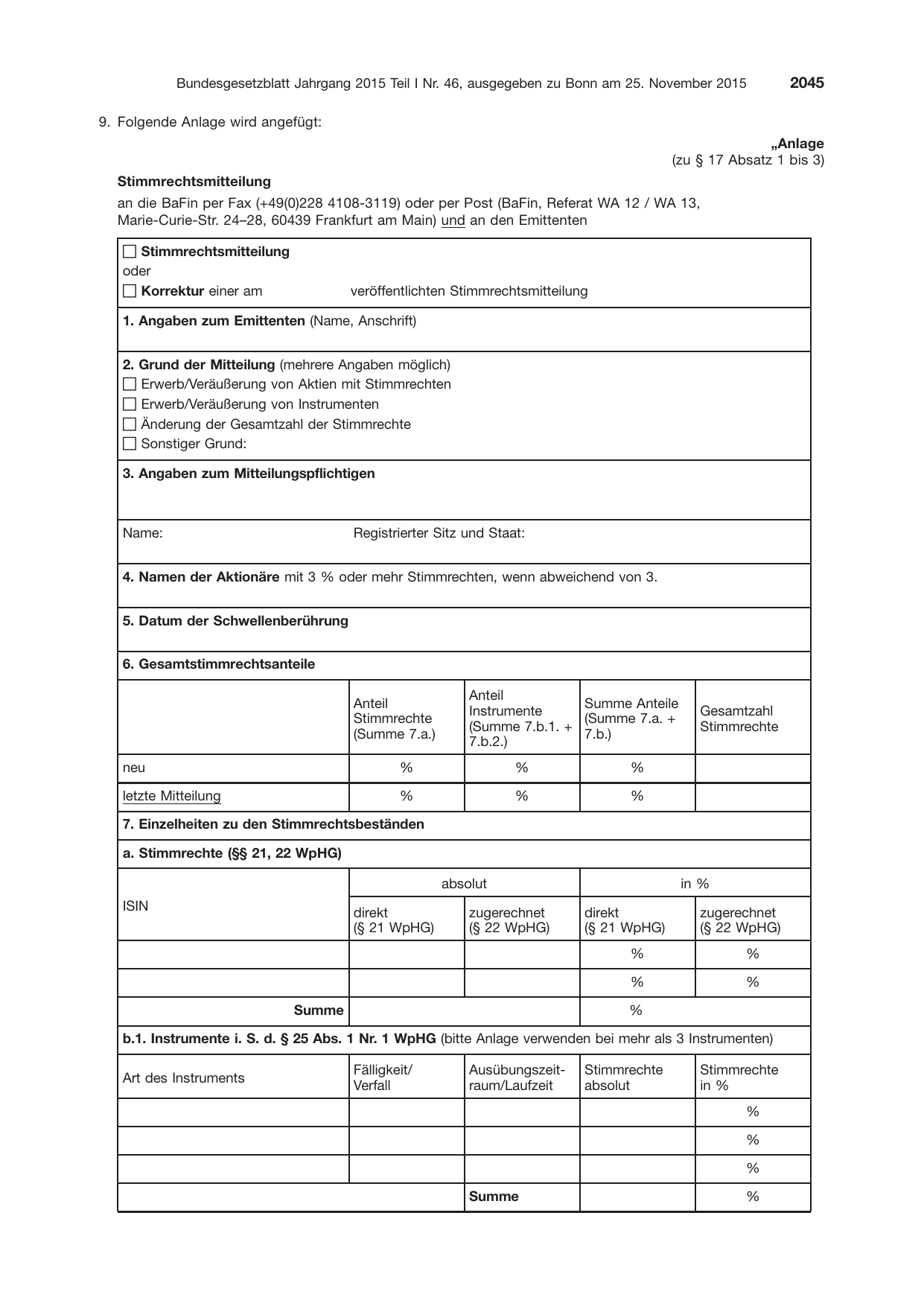 BGBl. 2015, Seite 2045 — Originalseite als Abbildung