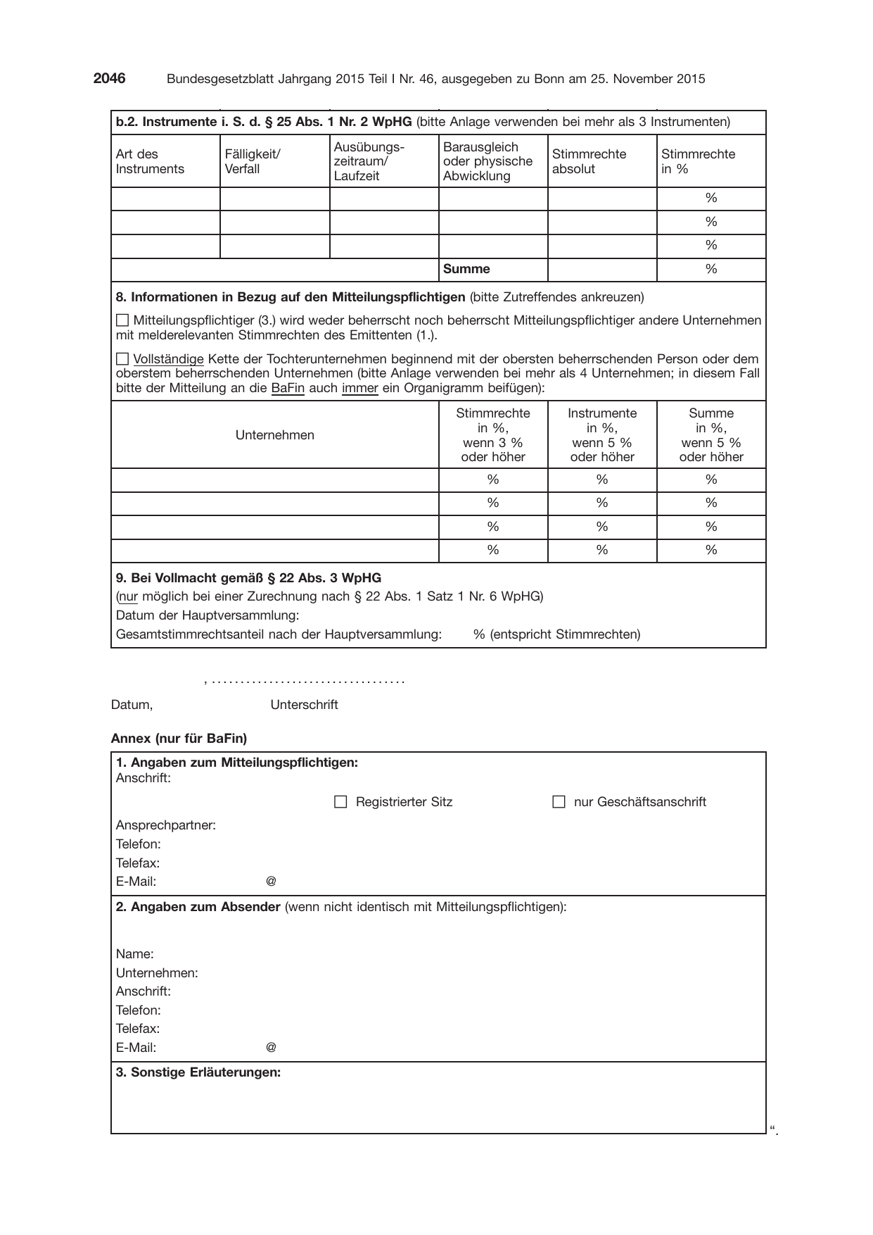 BGBl. 2015, Seite 2046 — Originalseite als Abbildung