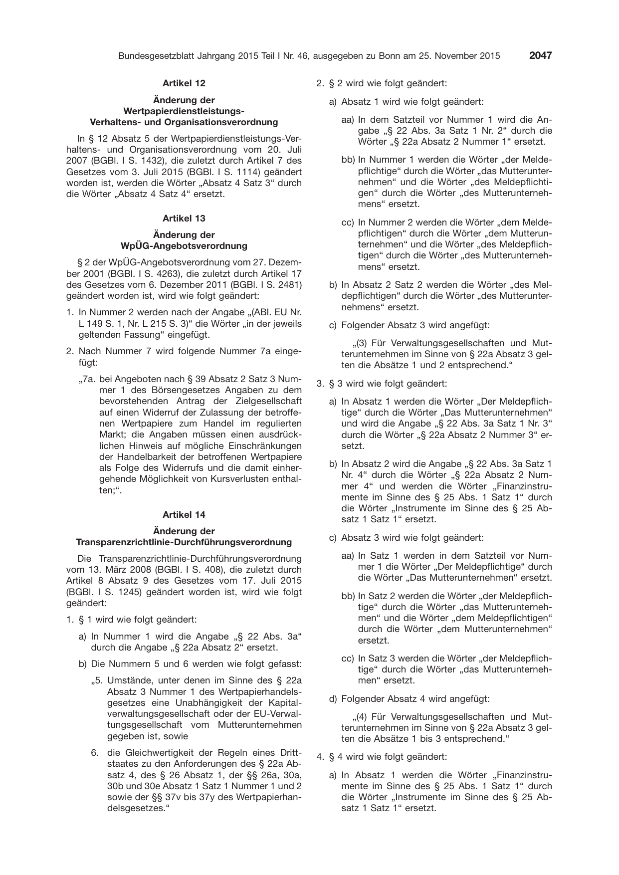 BGBl. 2015, Seite 2047 — Originalseite als Abbildung