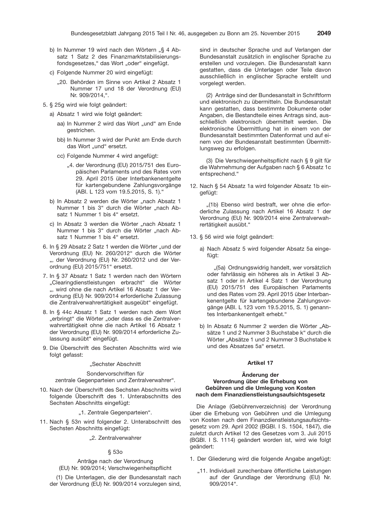 BGBl. 2015, Seite 2049 — Originalseite als Abbildung