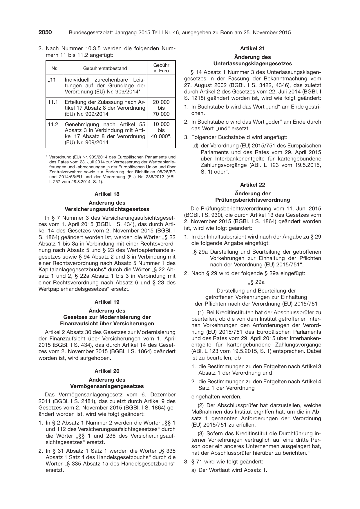 BGBl. 2015, Seite 2050 — Originalseite als Abbildung