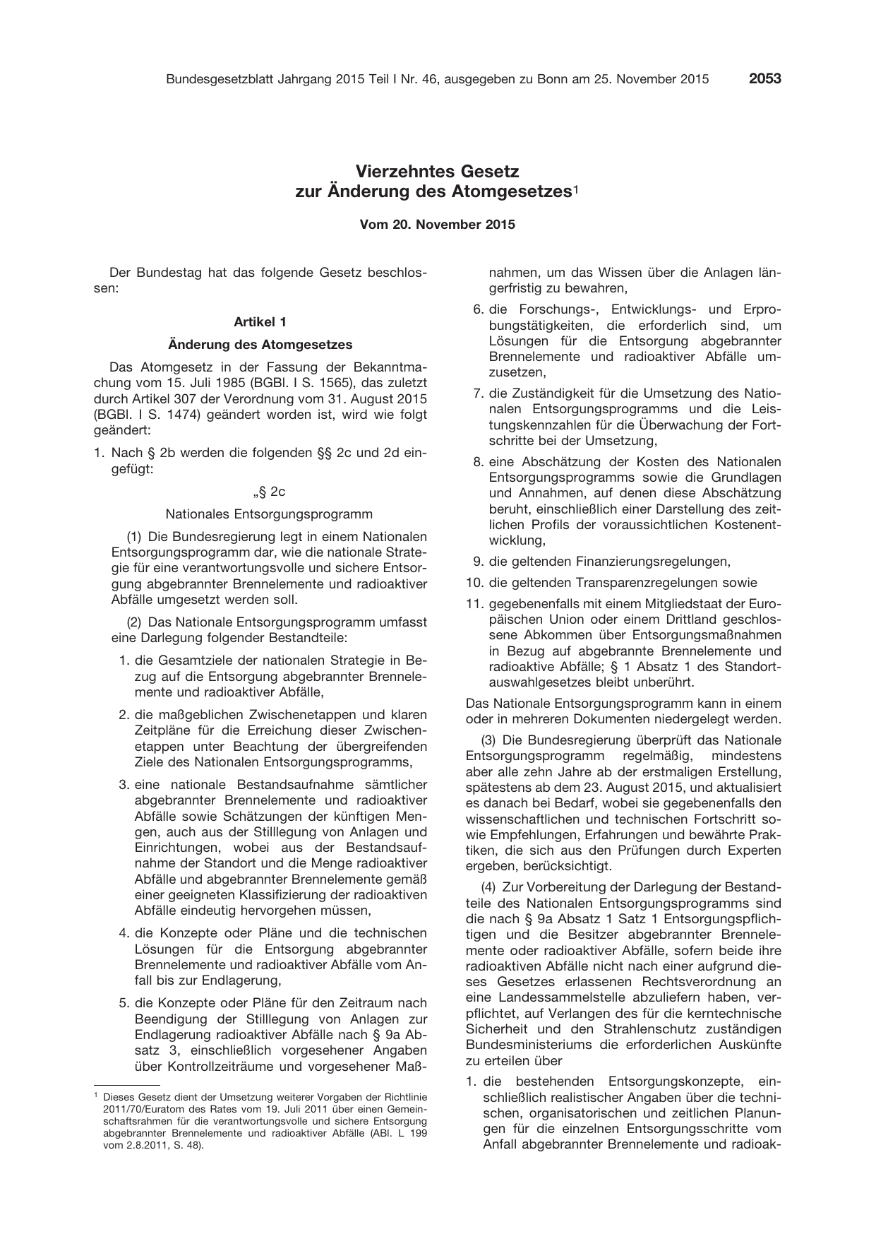 BGBl. 2015, Seite 2053 — Originalseite als Abbildung