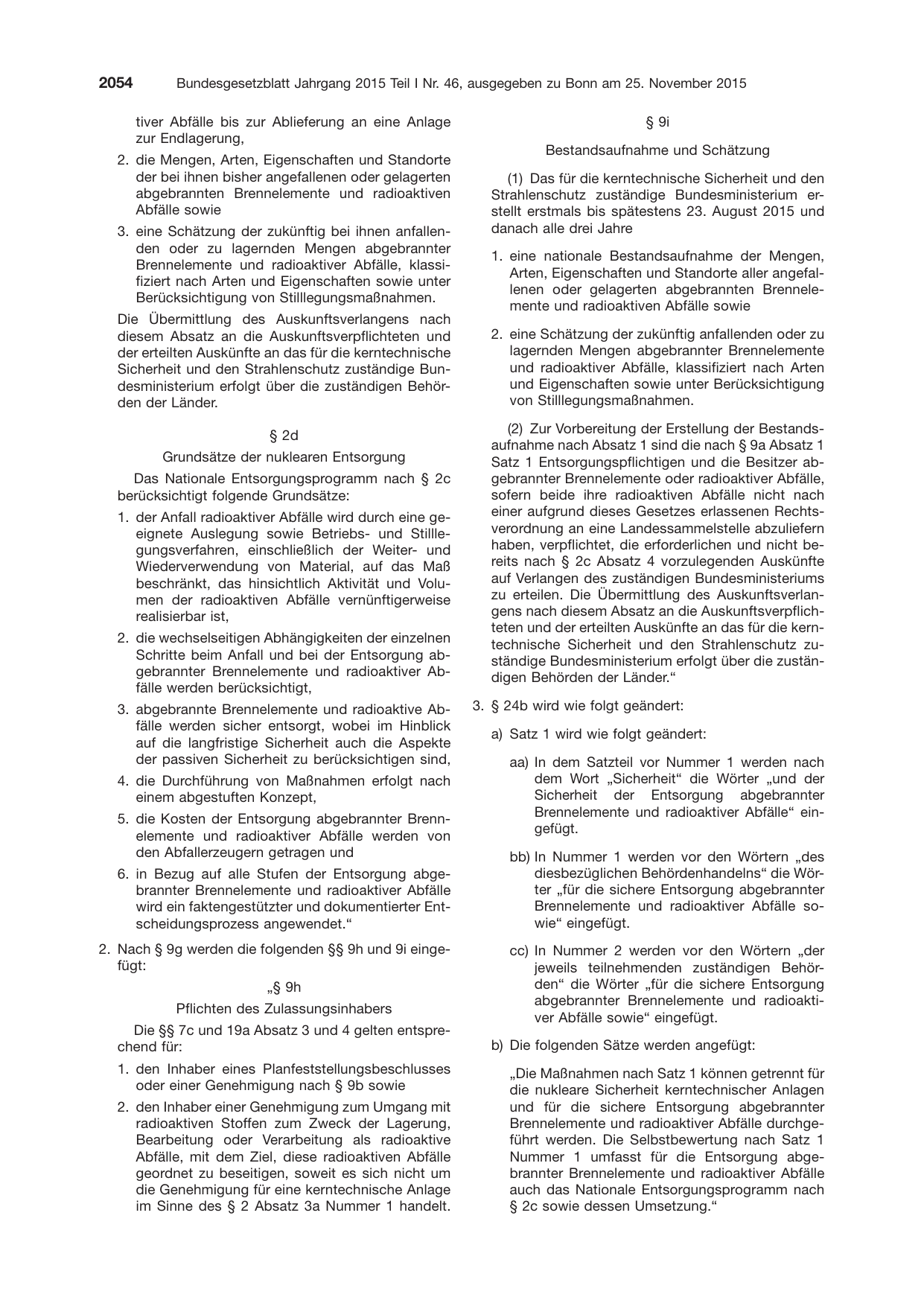 BGBl. 2015, Seite 2054 — Originalseite als Abbildung