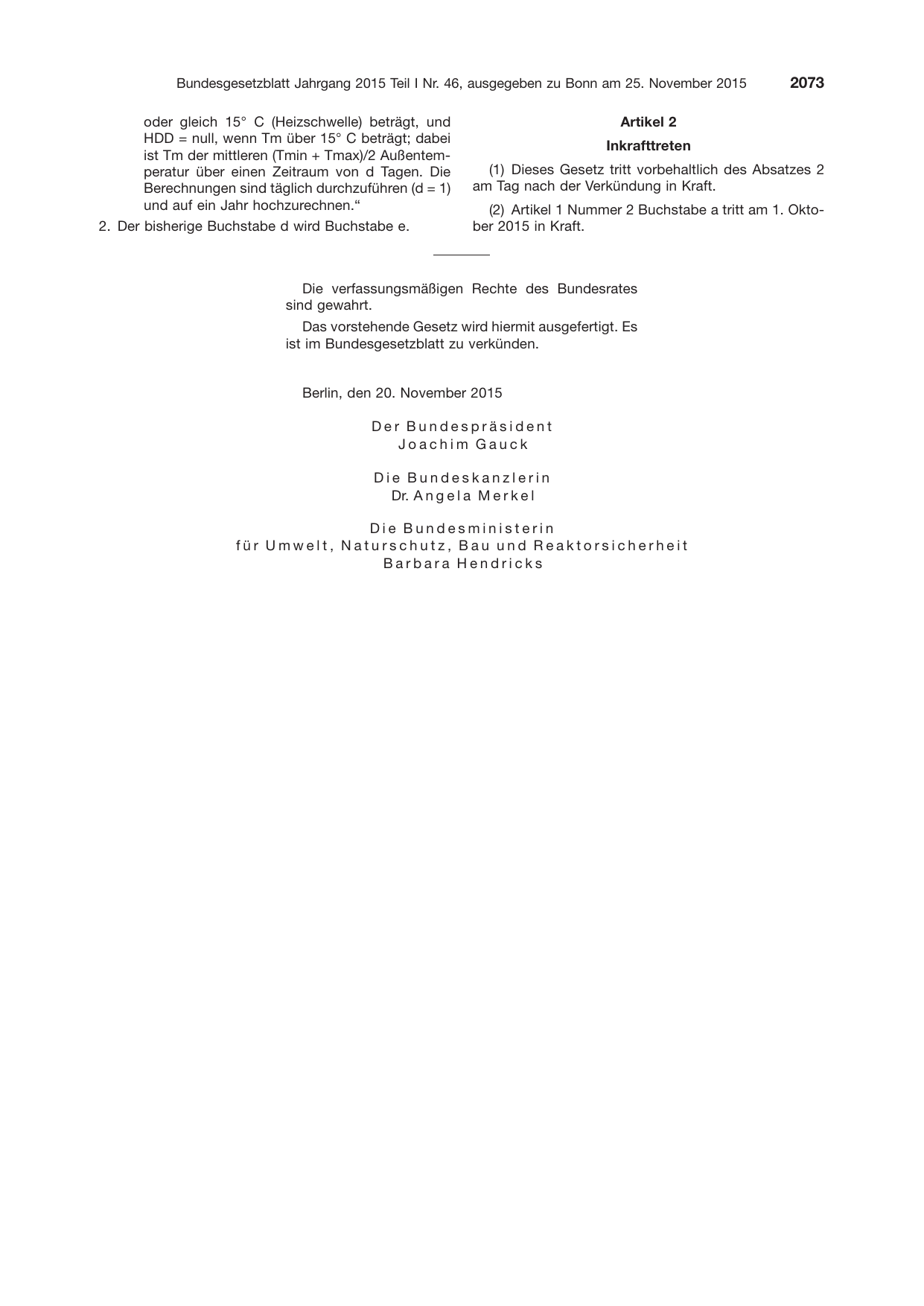 BGBl. 2015, Seite 2073 — Originalseite als Abbildung