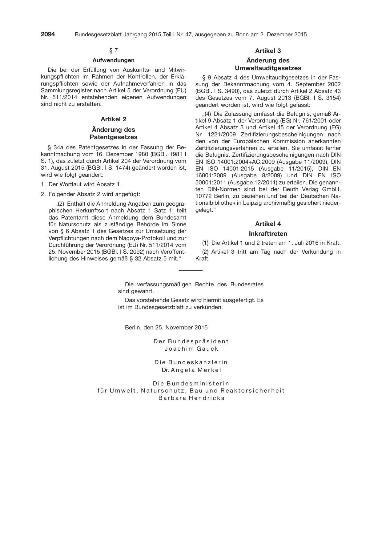 BGBl. 2015, Seite 2094 — Originalseite als Abbildung