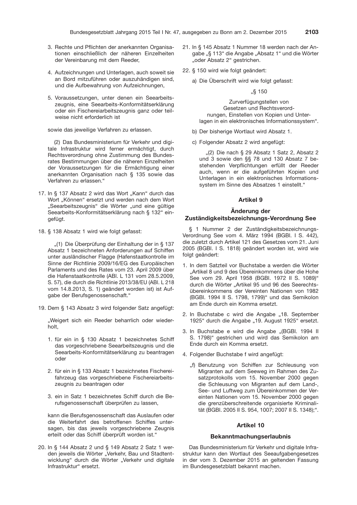 BGBl. 2015, Seite 2103 — Originalseite als Abbildung