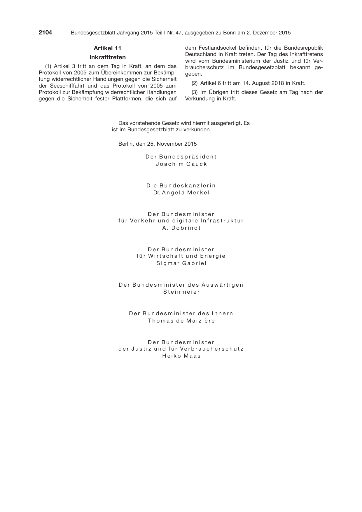 BGBl. 2015, Seite 2104 — Originalseite als Abbildung