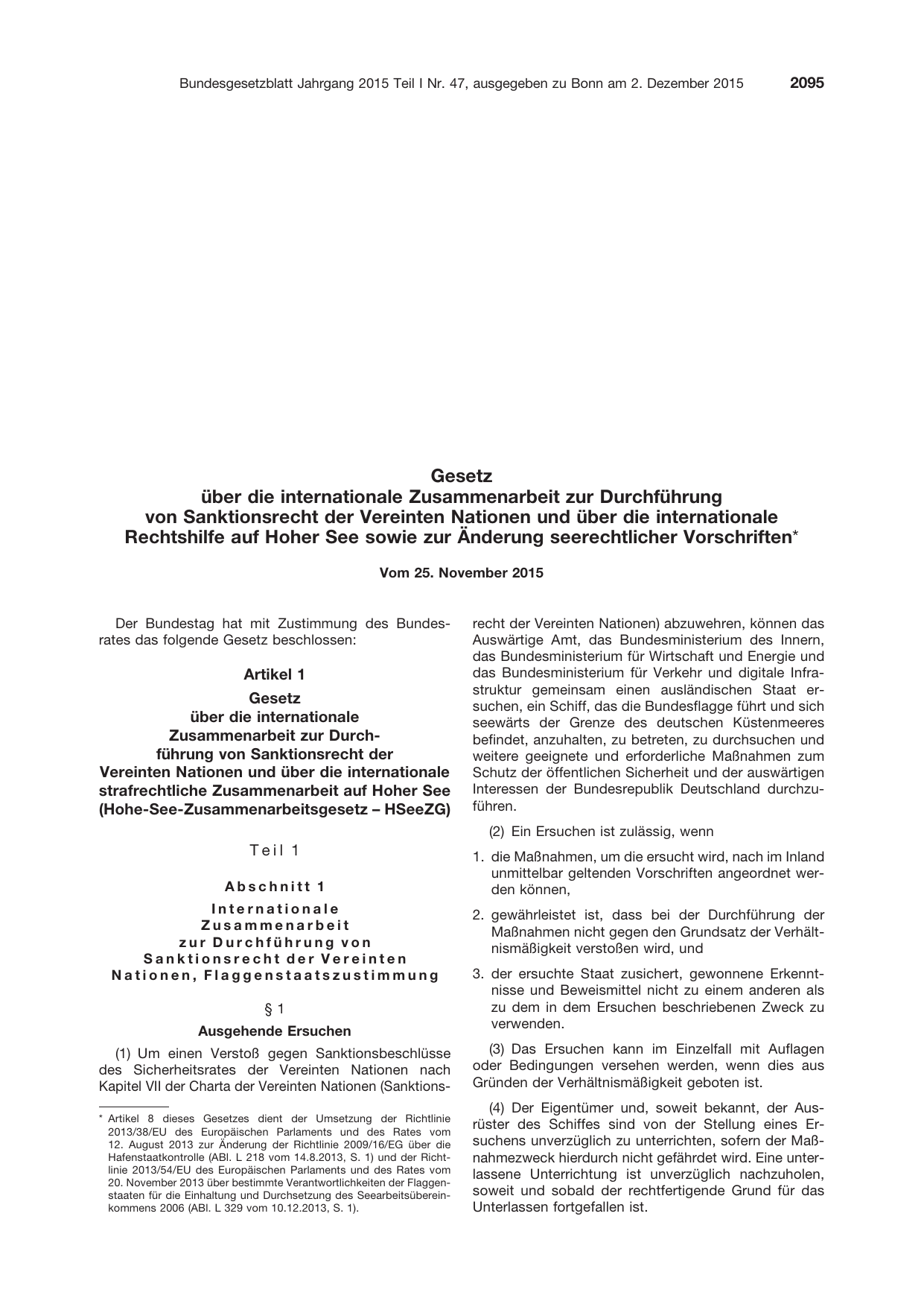 BGBl. 2015, Seite 2095 — Originalseite als Abbildung