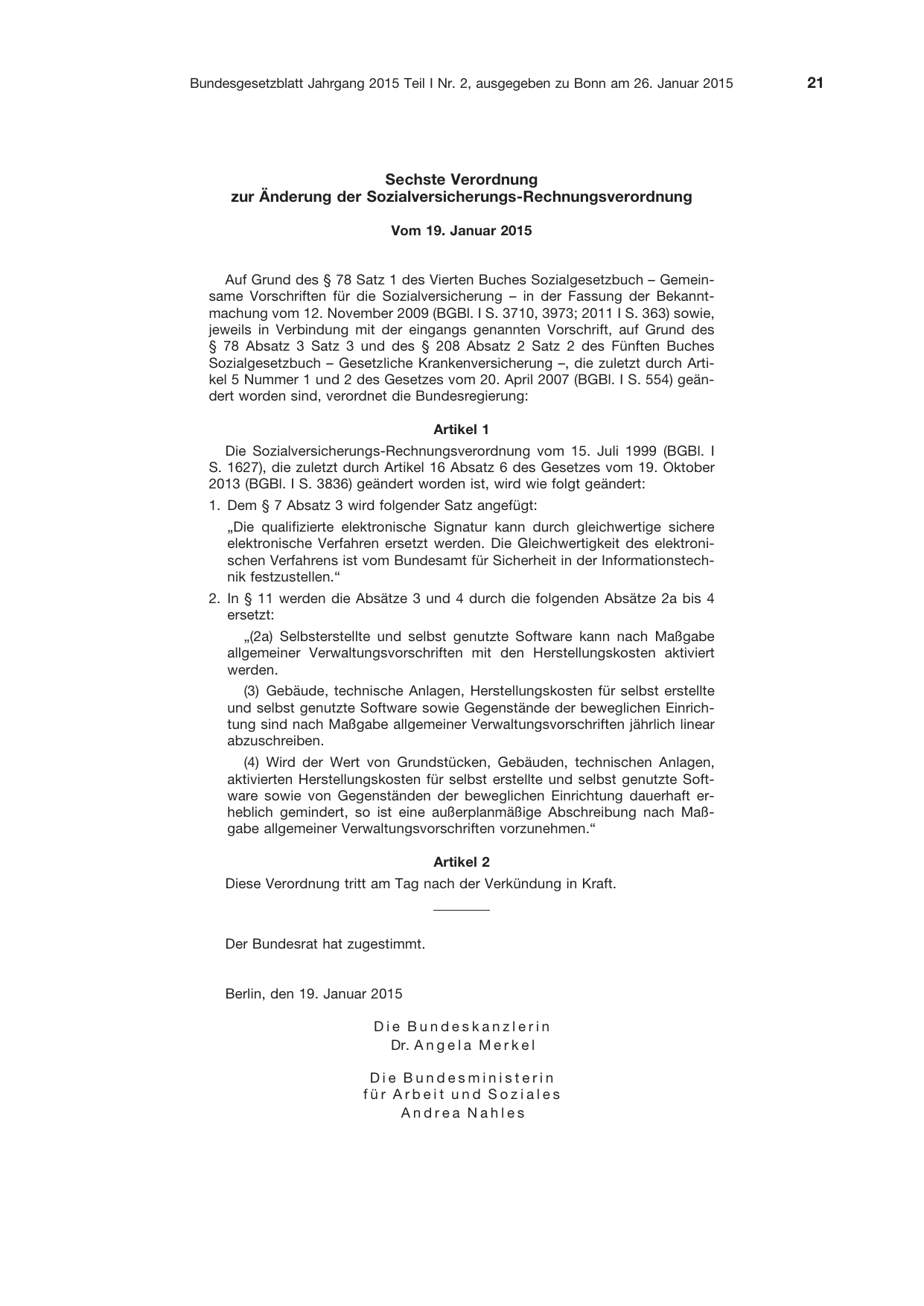 BGBl. 2015, Seite 21 — Originalseite als Abbildung