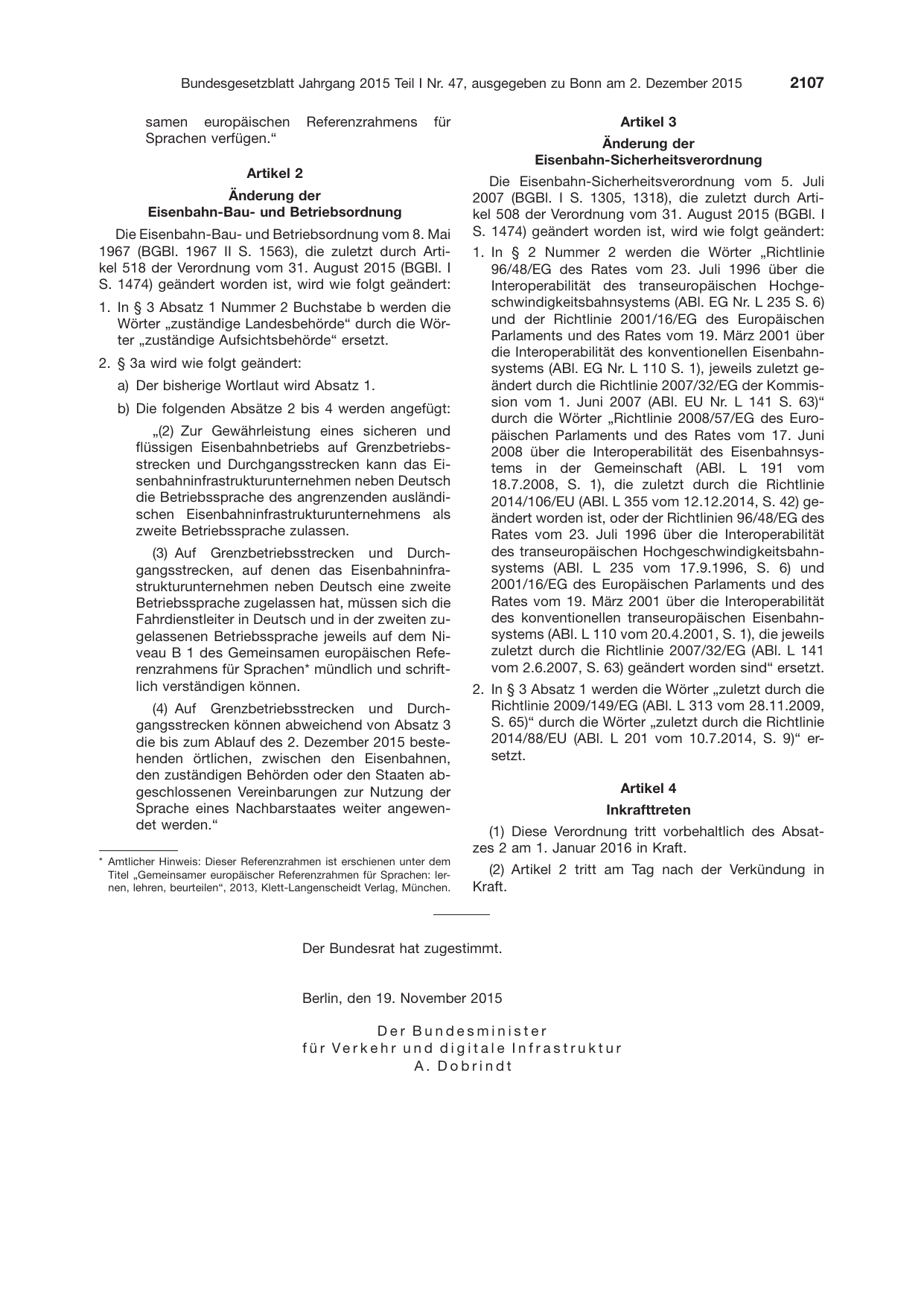 BGBl. 2015, Seite 2107 — Originalseite als Abbildung