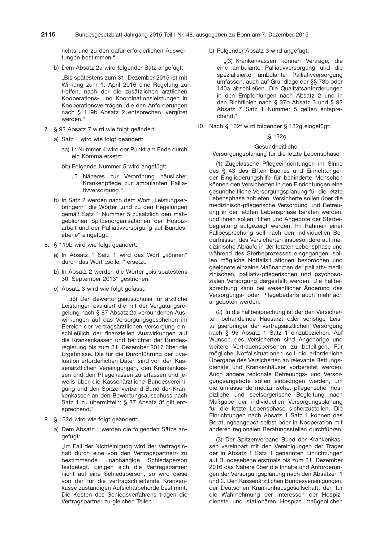 BGBl. 2015, Seite 2116 — Originalseite als Abbildung
