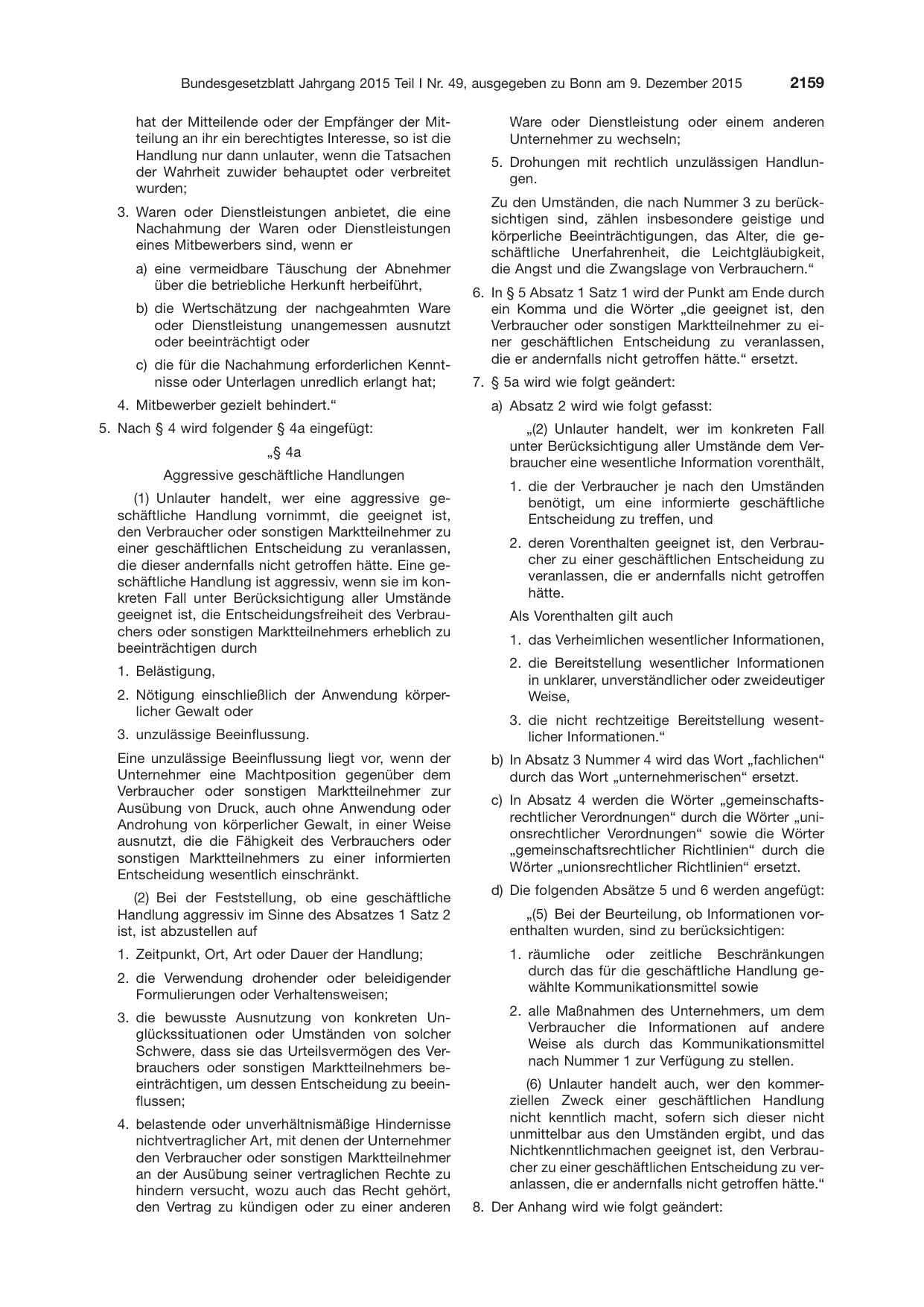 BGBl. 2015, Seite 2159 — Originalseite als Abbildung