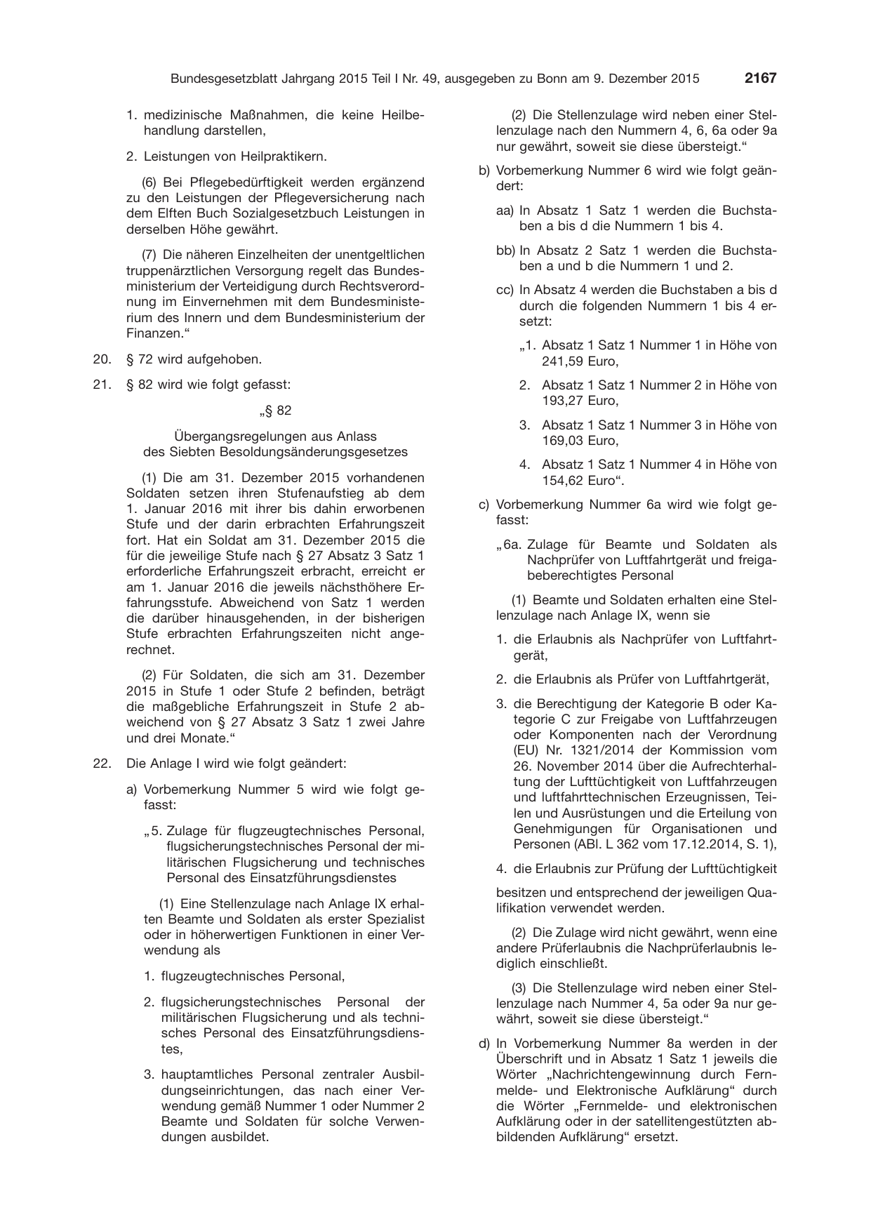 BGBl. 2015, Seite 2167 — Originalseite als Abbildung