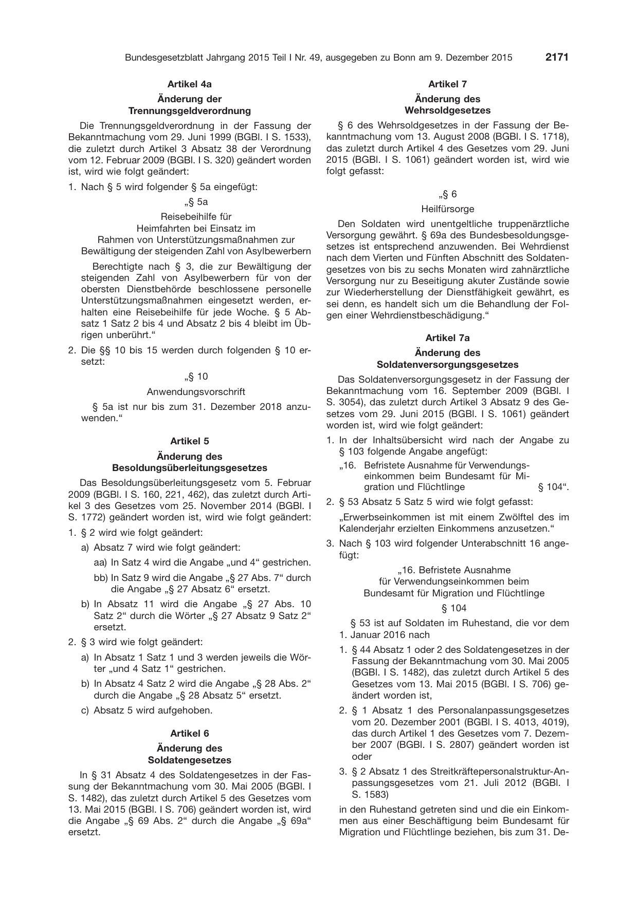 BGBl. 2015, Seite 2171 — Originalseite als Abbildung