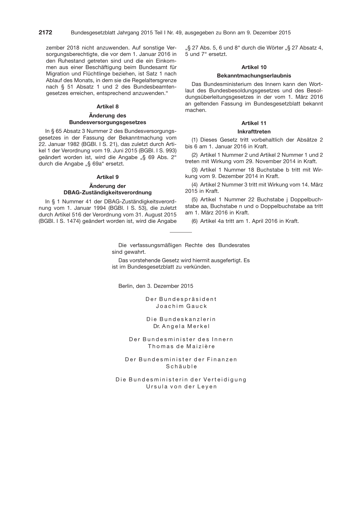 BGBl. 2015, Seite 2172 — Originalseite als Abbildung
