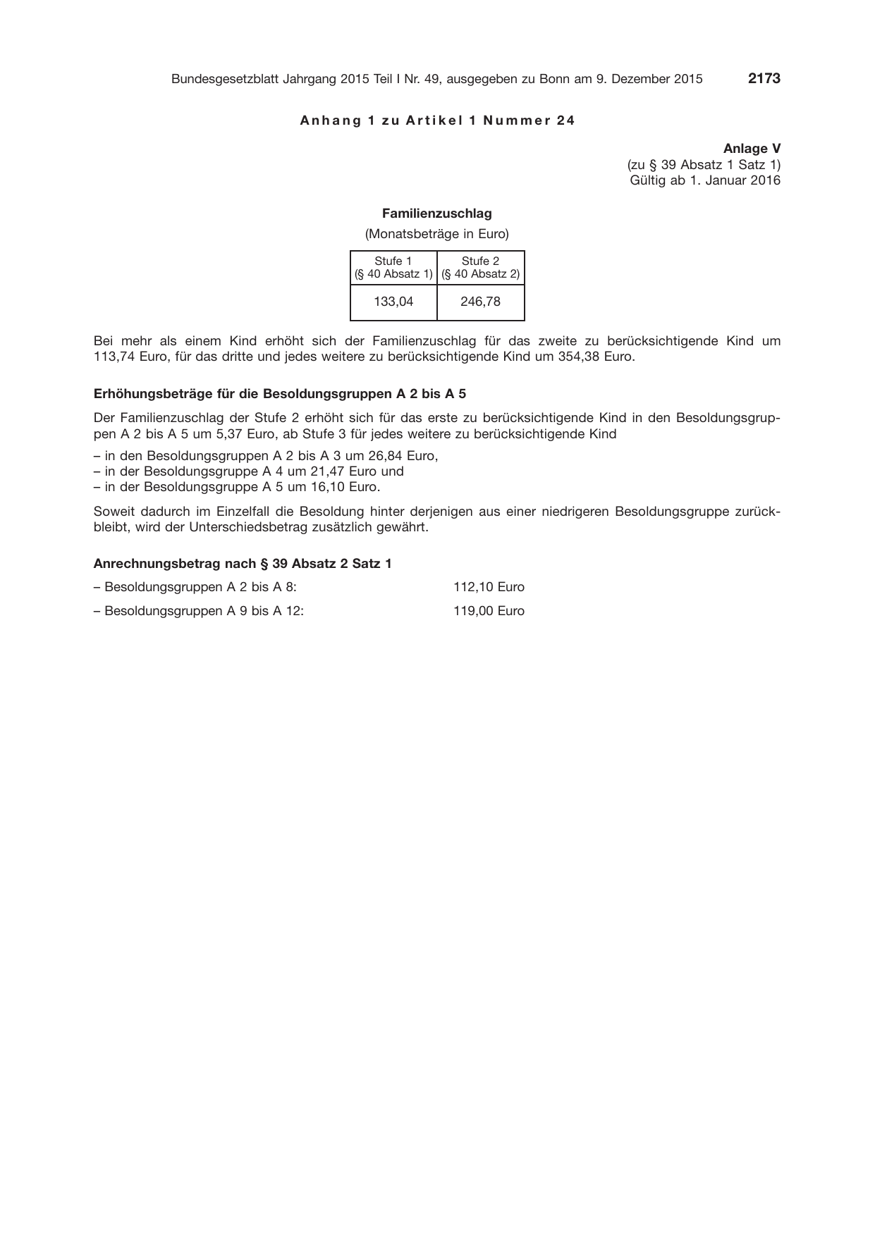 BGBl. 2015, Seite 2173 — Originalseite als Abbildung