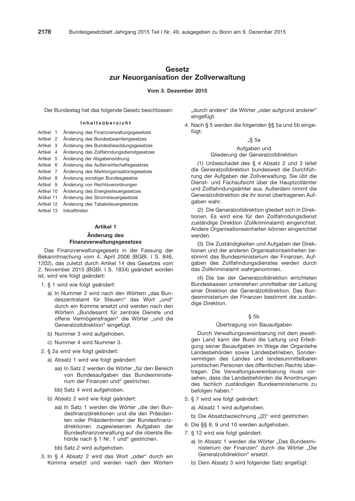 BGBl. 2015, Seite 2178 — Originalseite als Abbildung