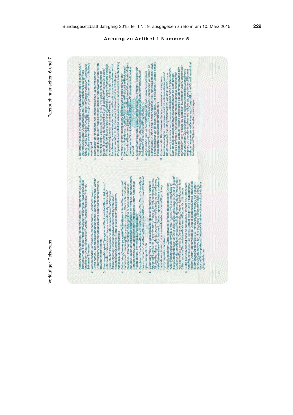 BGBl. 2015, Seite 229 — Originalseite als Abbildung