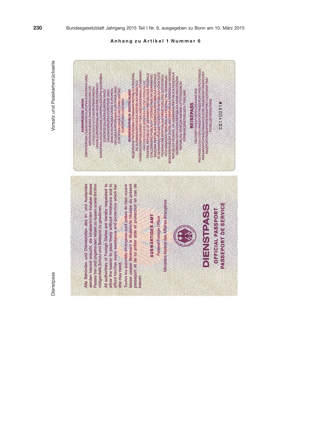 BGBl. 2015, Seite 230 — Originalseite als Abbildung