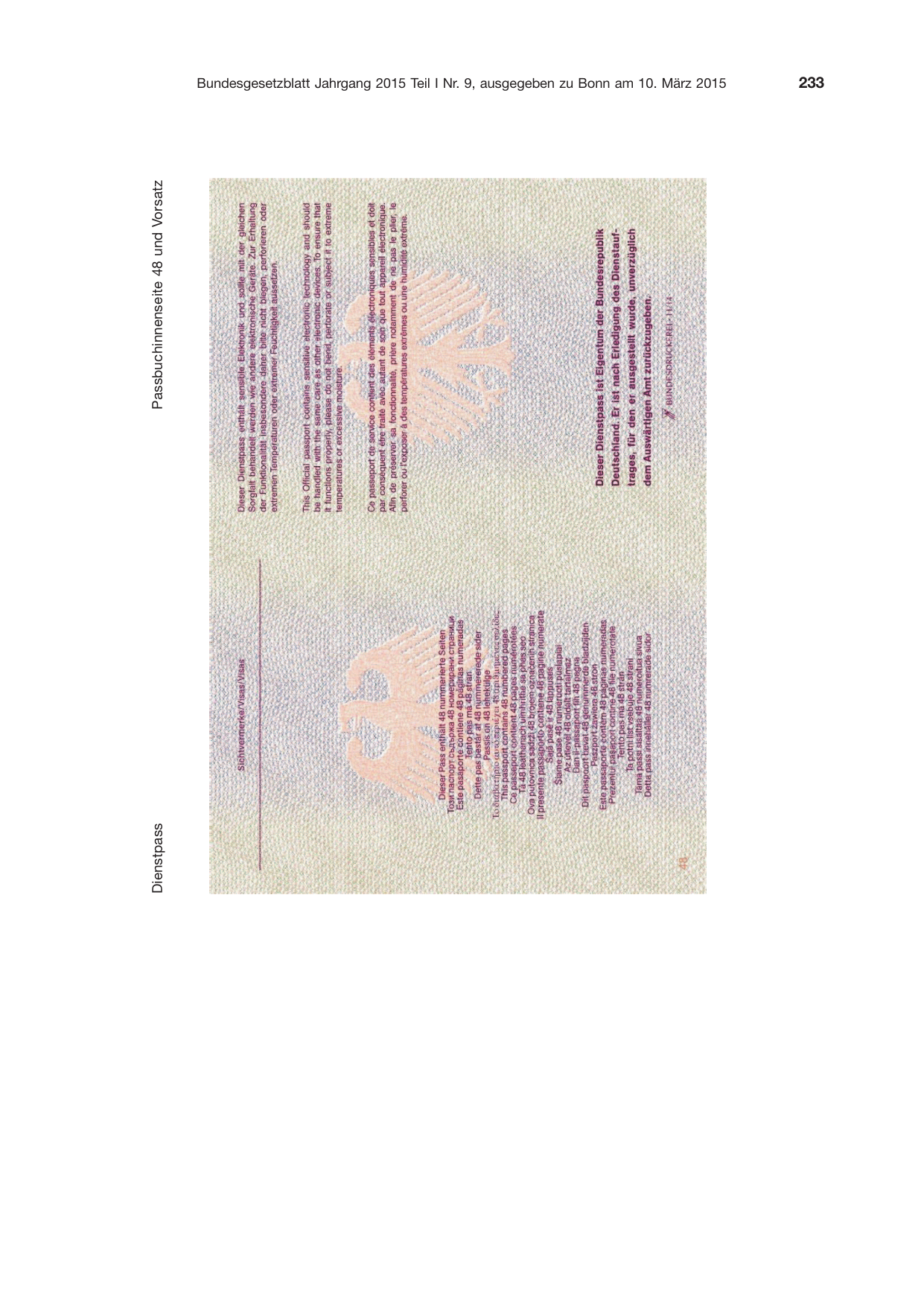 BGBl. 2015, Seite 233 — Originalseite als Abbildung