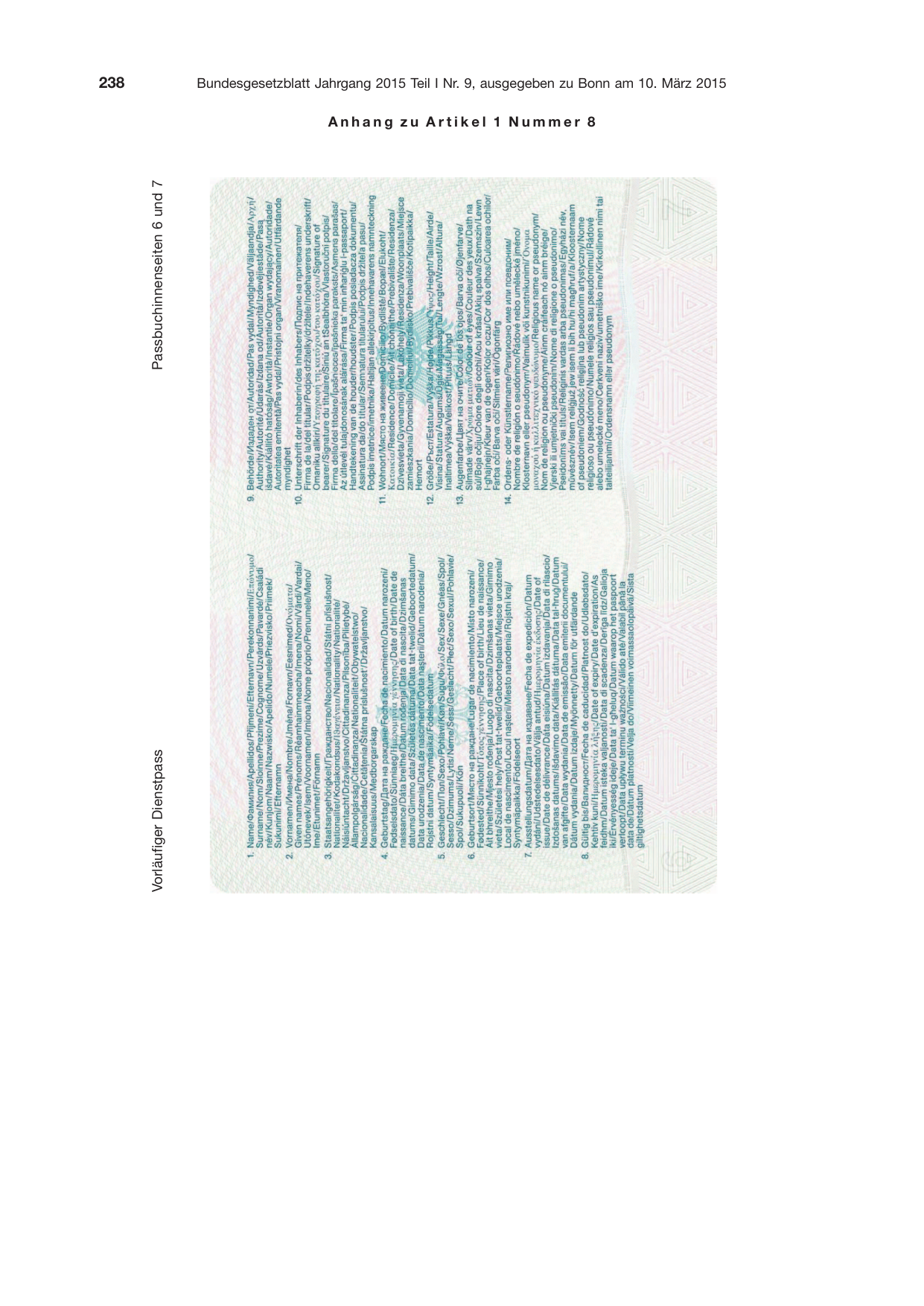 BGBl. 2015, Seite 238 — Originalseite als Abbildung
