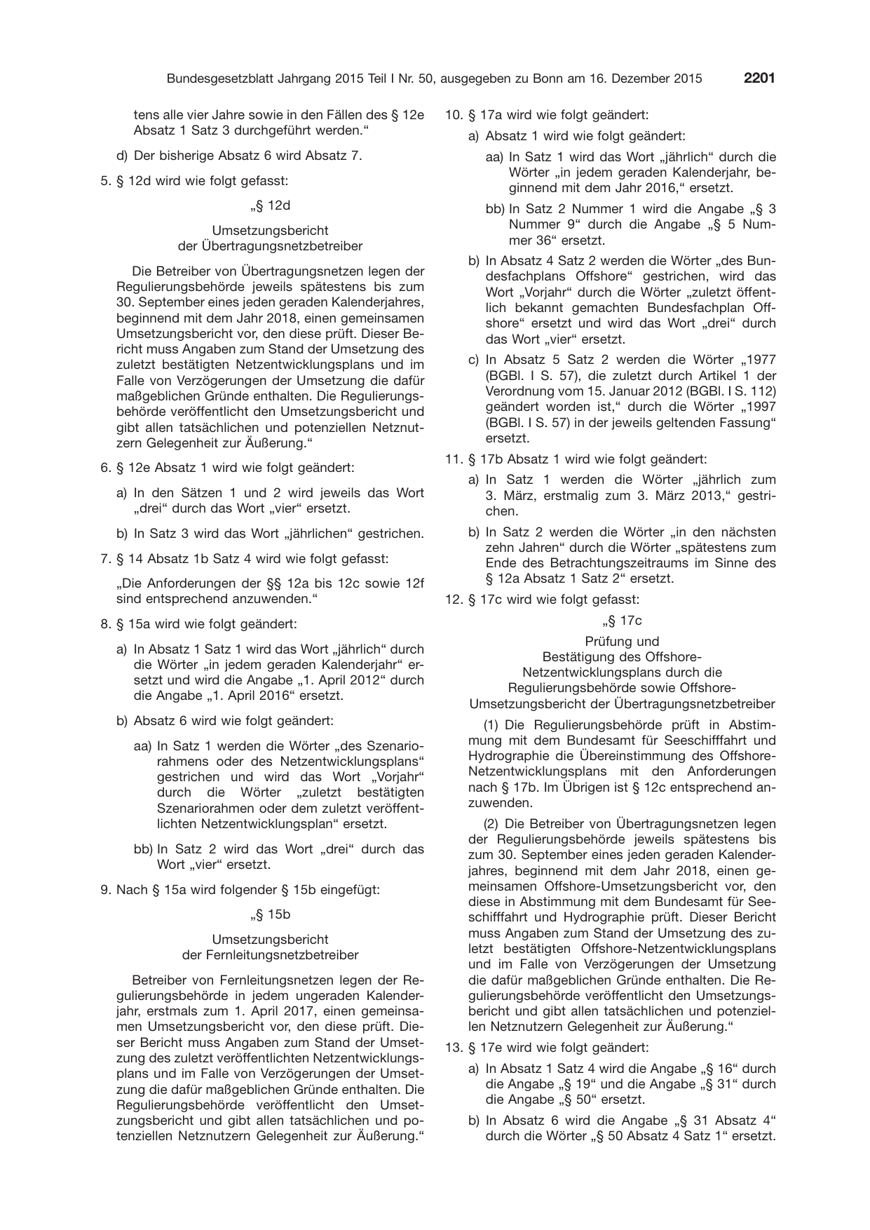 BGBl. 2015, Seite 2201 — Originalseite als Abbildung