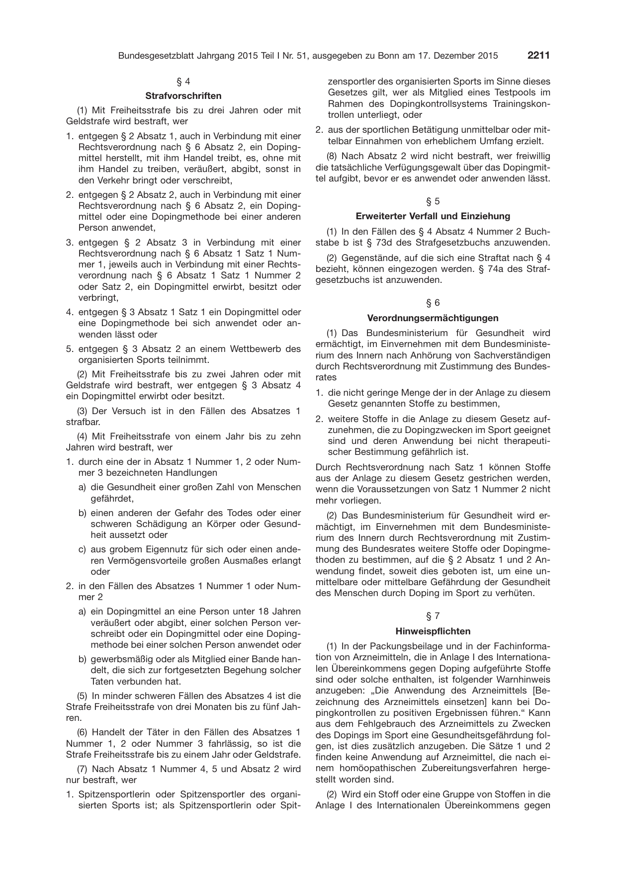BGBl. 2015, Seite 2211 — Originalseite als Abbildung