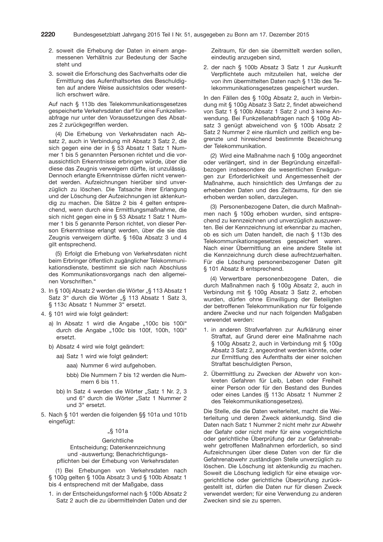 BGBl. 2015, Seite 2220 — Originalseite als Abbildung