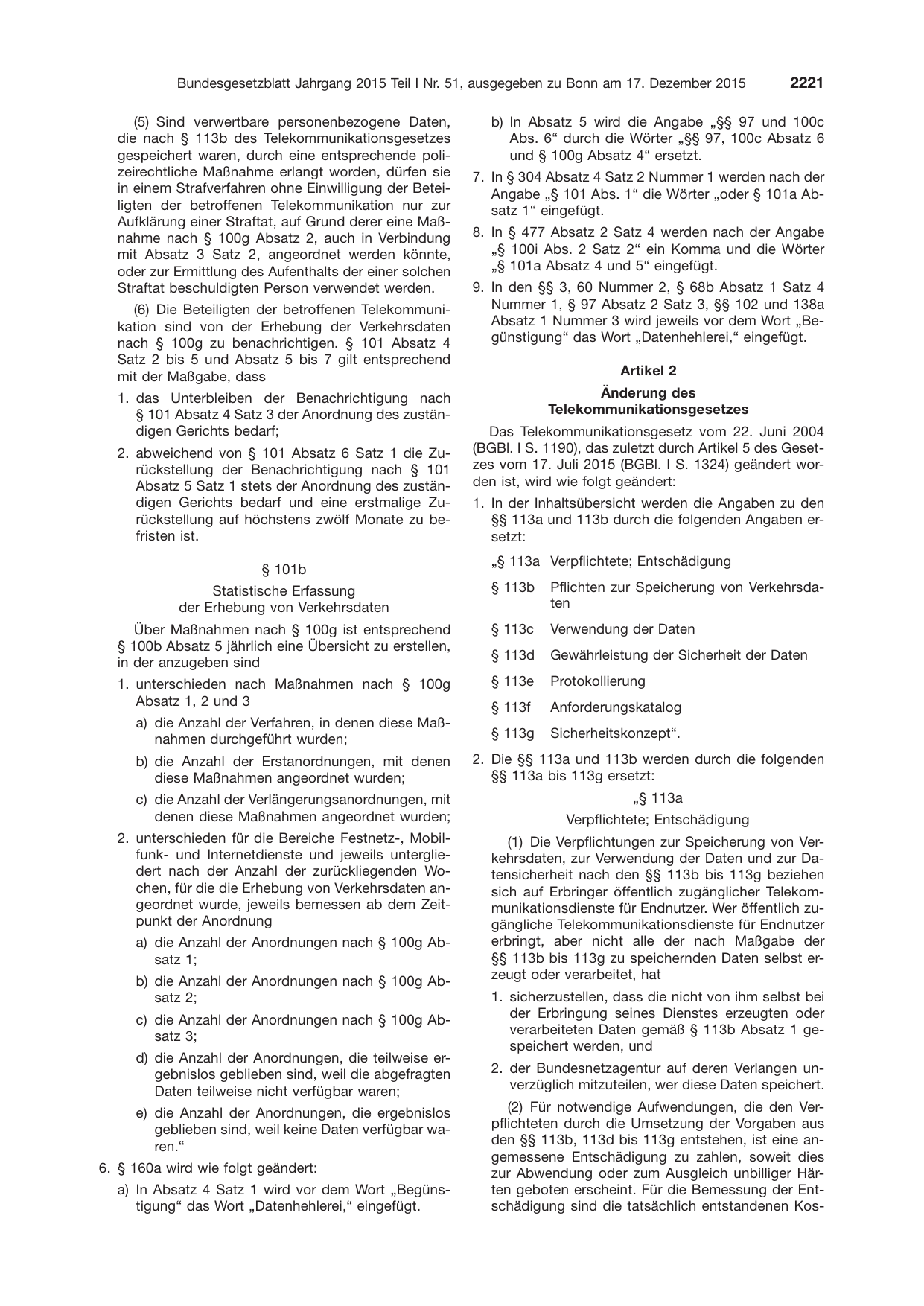 BGBl. 2015, Seite 2221 — Originalseite als Abbildung